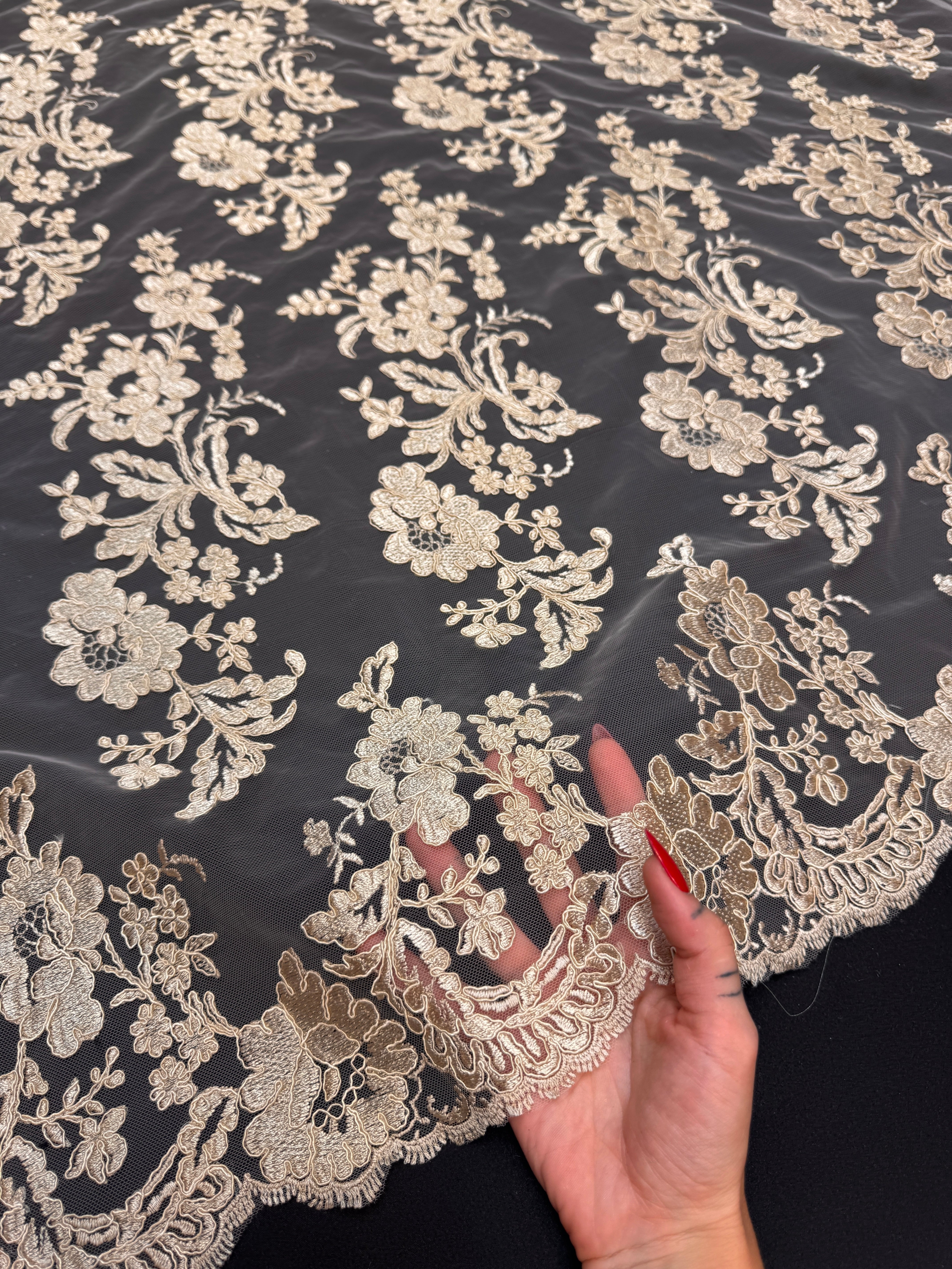Gold Romantic Bloom Embroidered Mesh Lace, Kiki Sewing Store, Kiki Luxury Fabric, Cheap Fabric Store, Kiki Textiles, Kiki Textile by the Yard, Kiki Textile USA