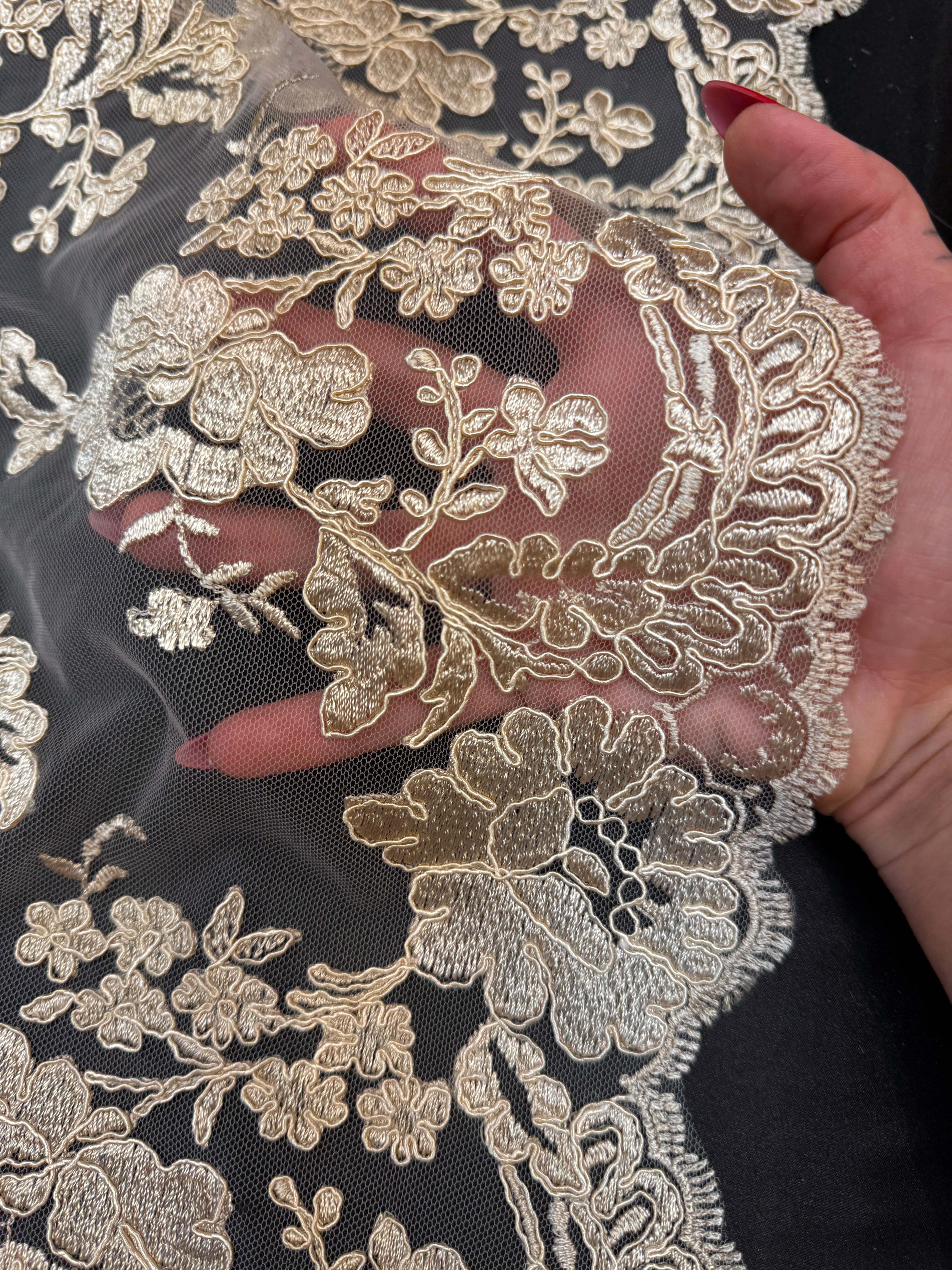 Gold Romantic Bloom Embroidered Mesh Lace, Kiki Sewing Store, Kiki Luxury Fabric, Cheap Fabric Store, Kiki Textiles, Kiki Textile by the Yard, Kiki Textile USA