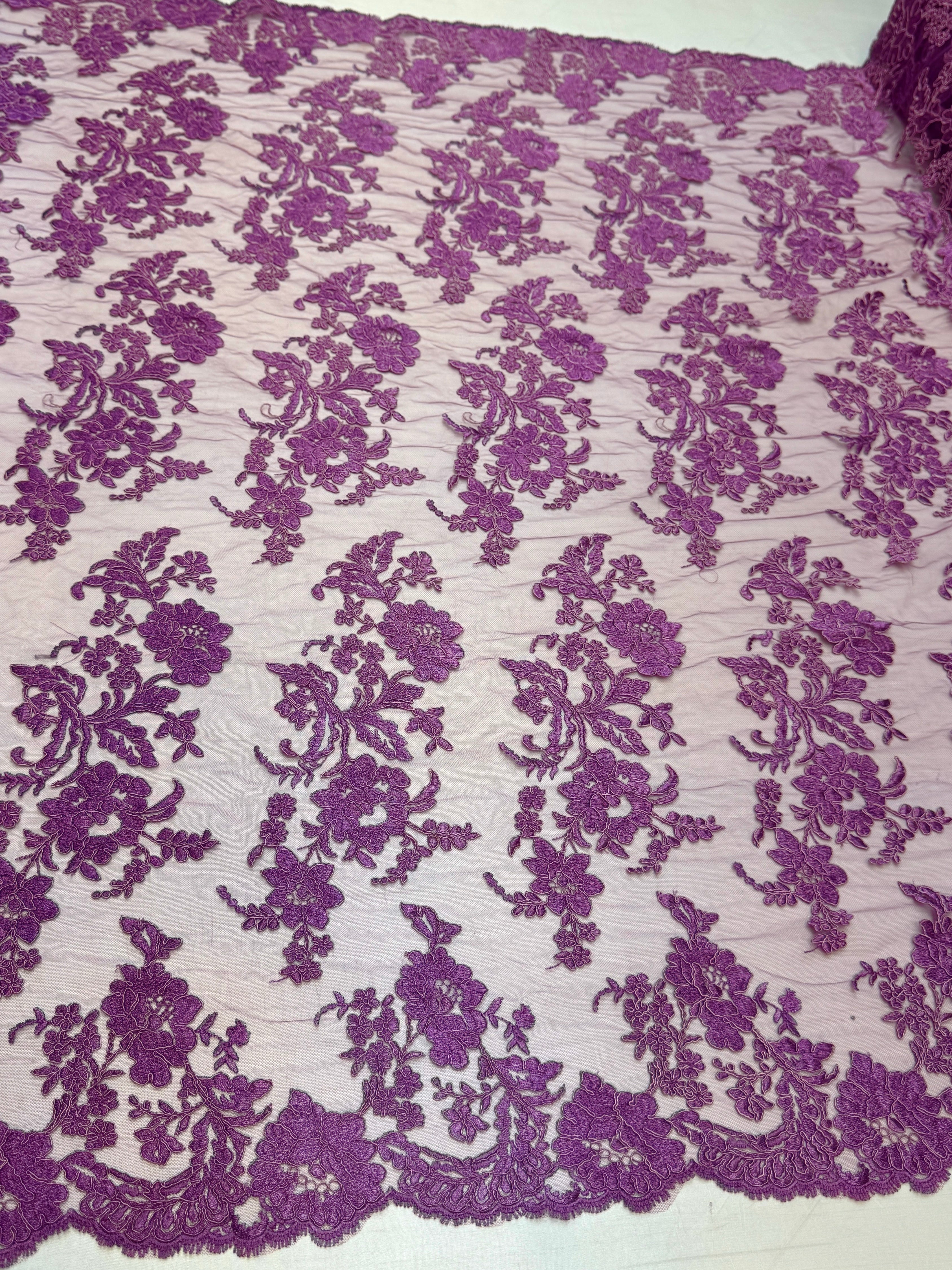 Magenta Romantic Bloom Embroidered Mesh Lace, Romantic Lace Fabric, Sheer Embroidered Lace, Bloom Lace Fabric, Bridal Lace Fabric, Wedding Dress Lace