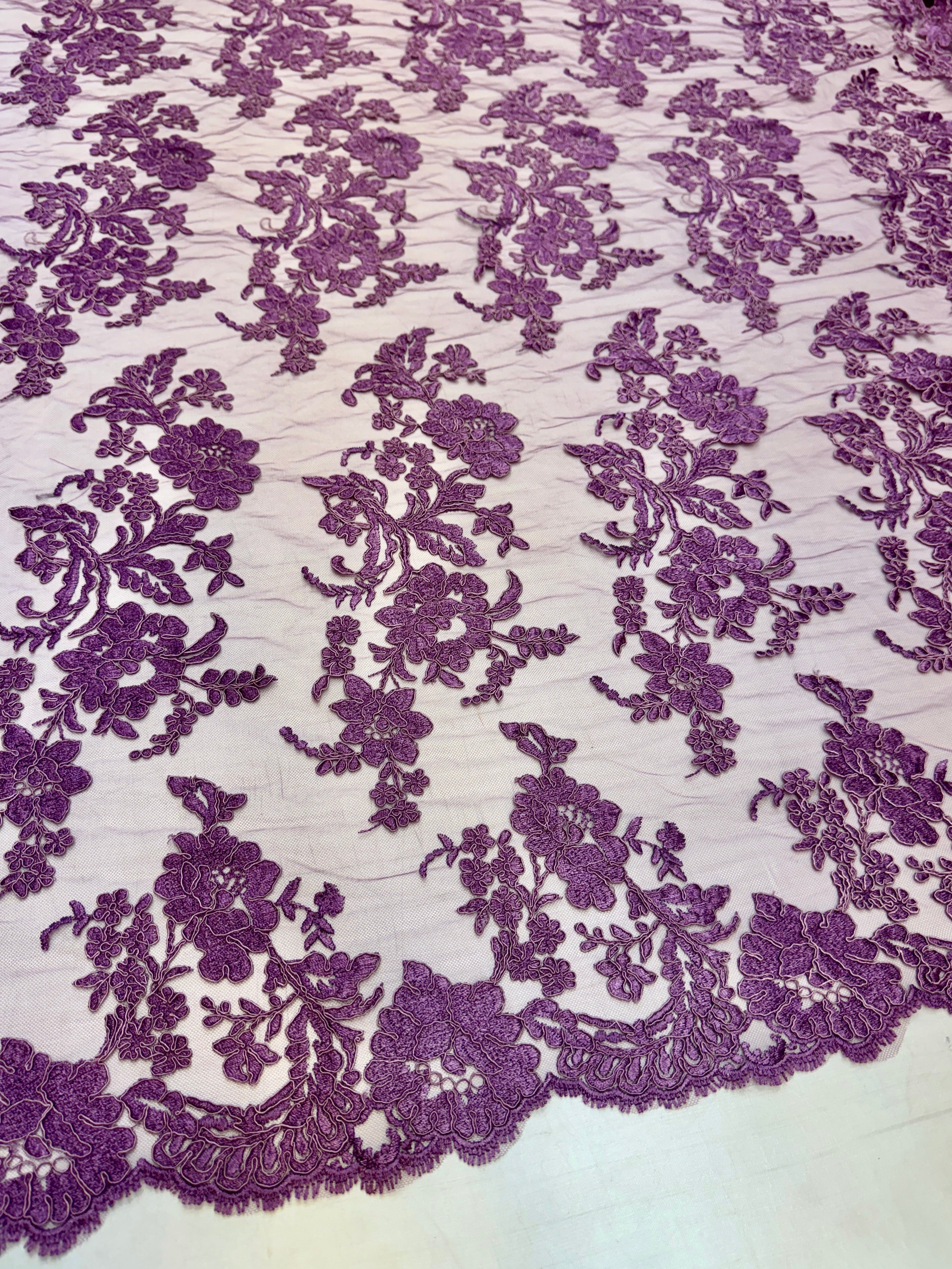 Magenta Romantic Bloom Embroidered Mesh Lace, Romantic Lace Fabric, Sheer Embroidered Lace, Bloom Lace Fabric, Bridal Lace Fabric, Wedding Dress Lace