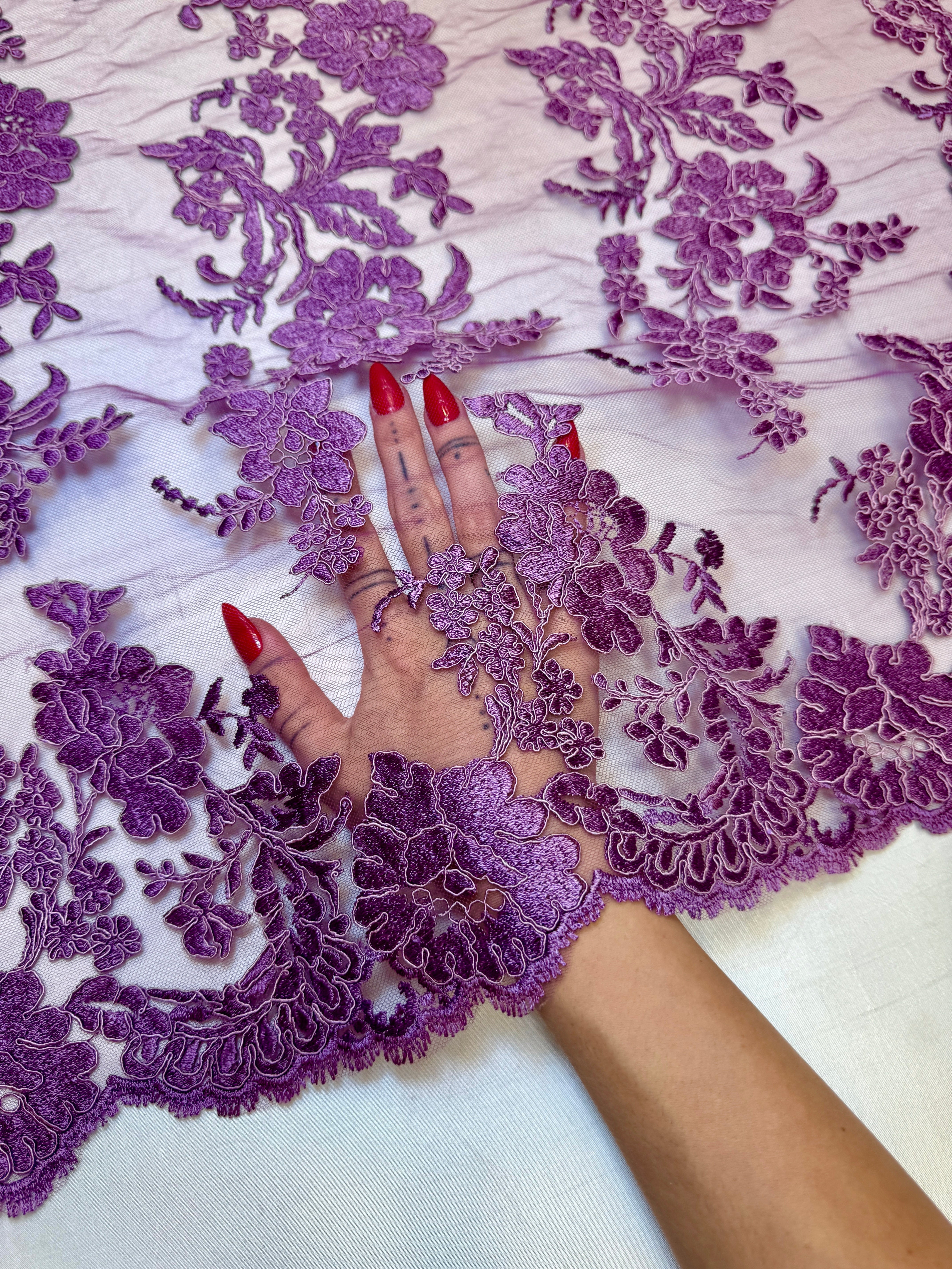 Magenta Romantic Bloom Embroidered Mesh Lace, Kiki Sewing Store, Kiki Luxury Fabric, Cheap Fabric Store, Kiki Textiles, Kiki Textile by the Yard, Kiki Textile USA