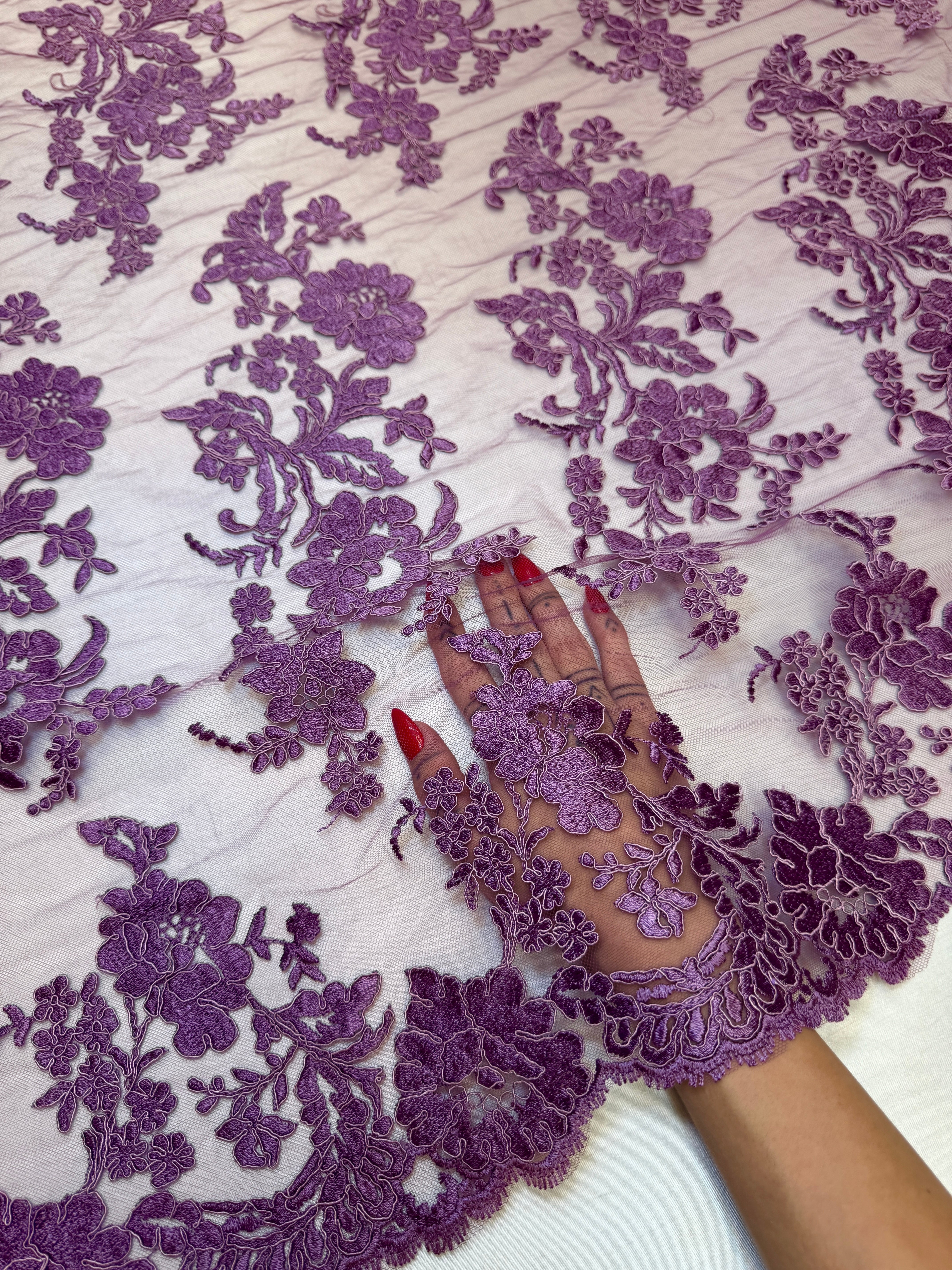 Magenta Romantic Bloom Embroidered Mesh Lace, Kiki Sewing Store, Kiki Luxury Fabric, Cheap Fabric Store, Kiki Textiles, Kiki Textile by the Yard, Kiki Textile USA