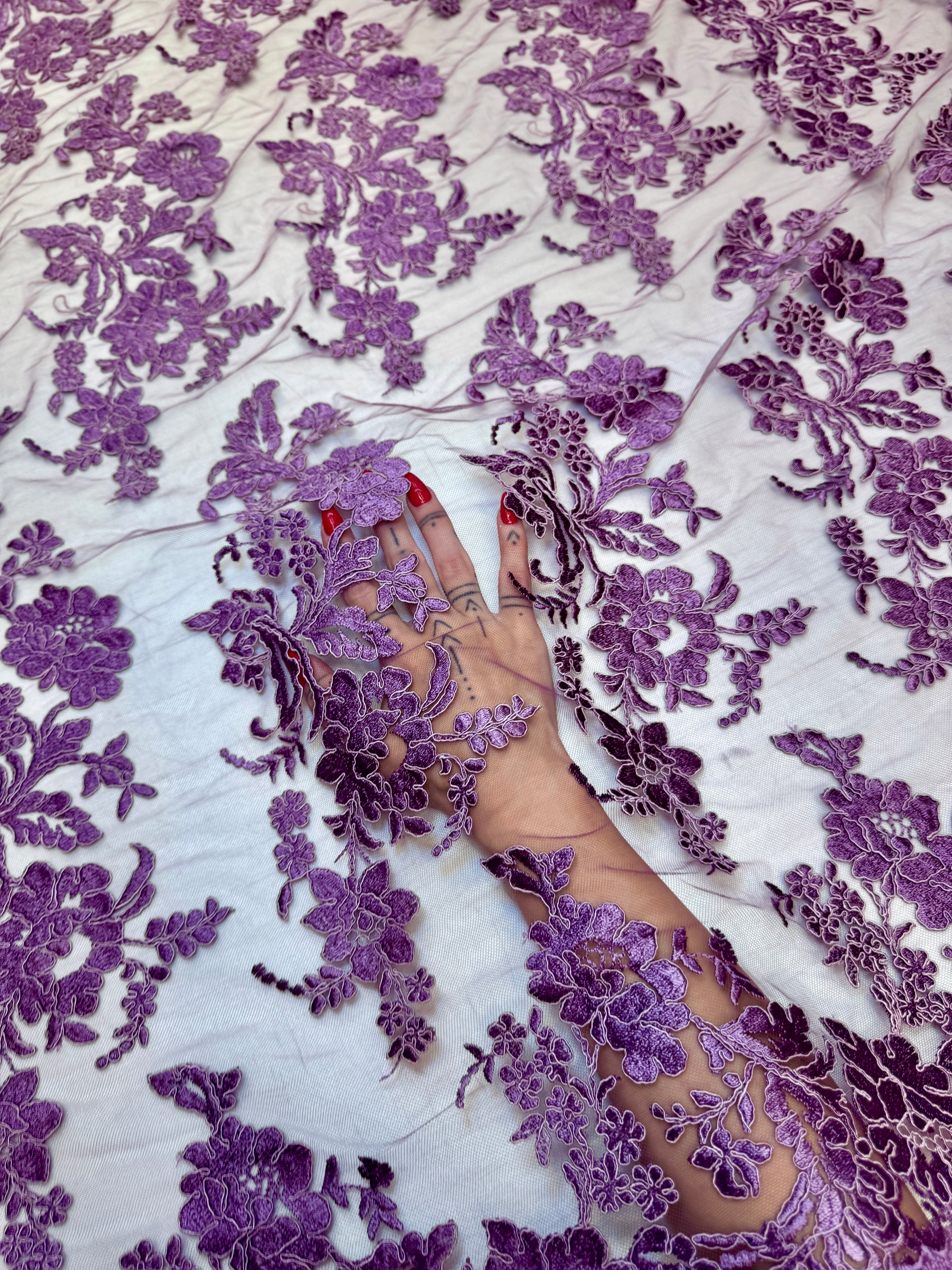 Magenta Romantic Bloom Embroidered Mesh Lace, Kiki Sewing Store, Kiki Luxury Fabric, Cheap Fabric Store, Kiki Textiles, Kiki Textile by the Yard, Kiki Textile USA