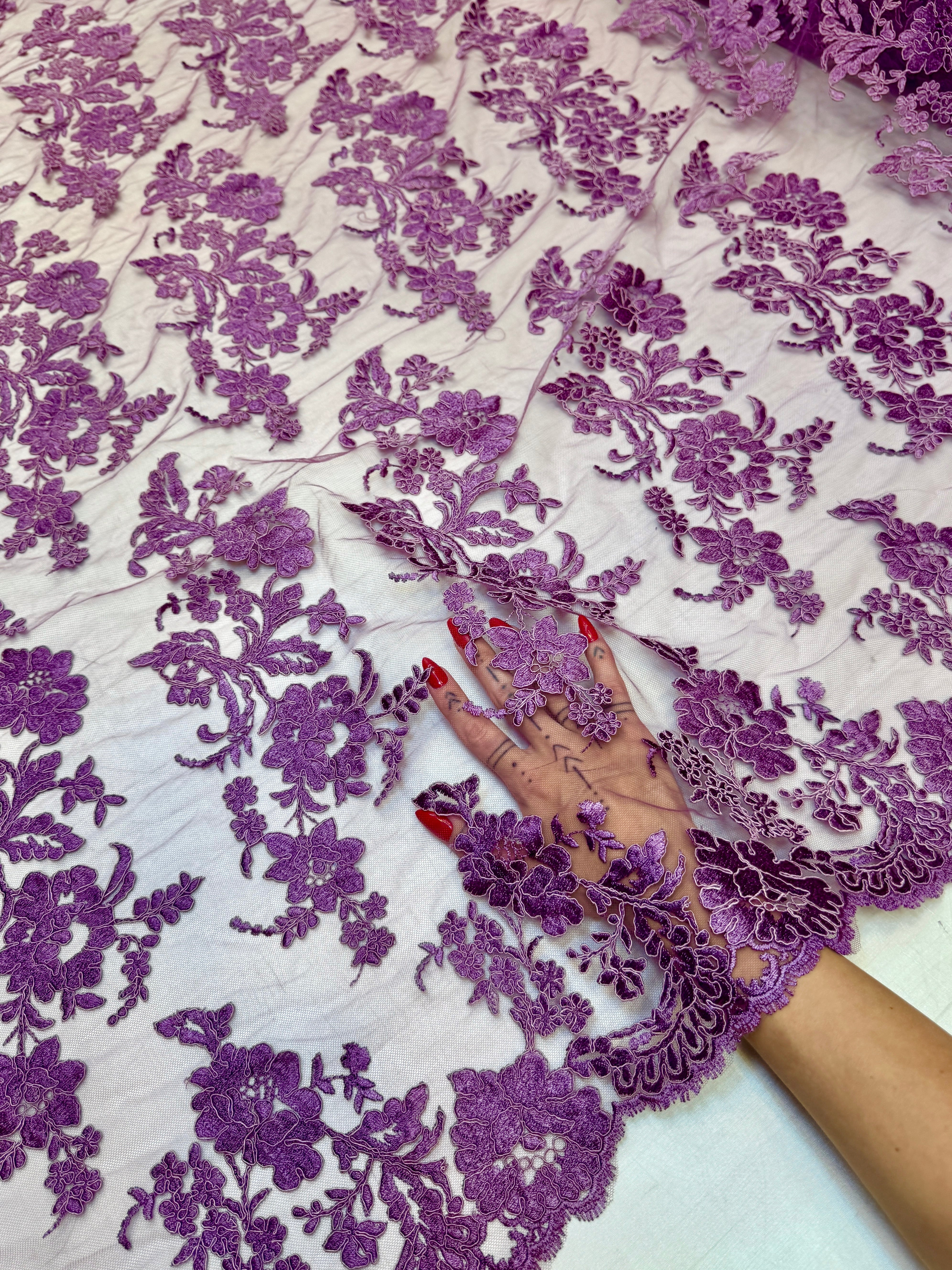 Magenta Romantic Bloom Embroidered Mesh Lace, Kiki Sewing Store, Kiki Luxury Fabric, Cheap Fabric Store, Kiki Textiles, Kiki Textile by the Yard, Kiki Textile USA