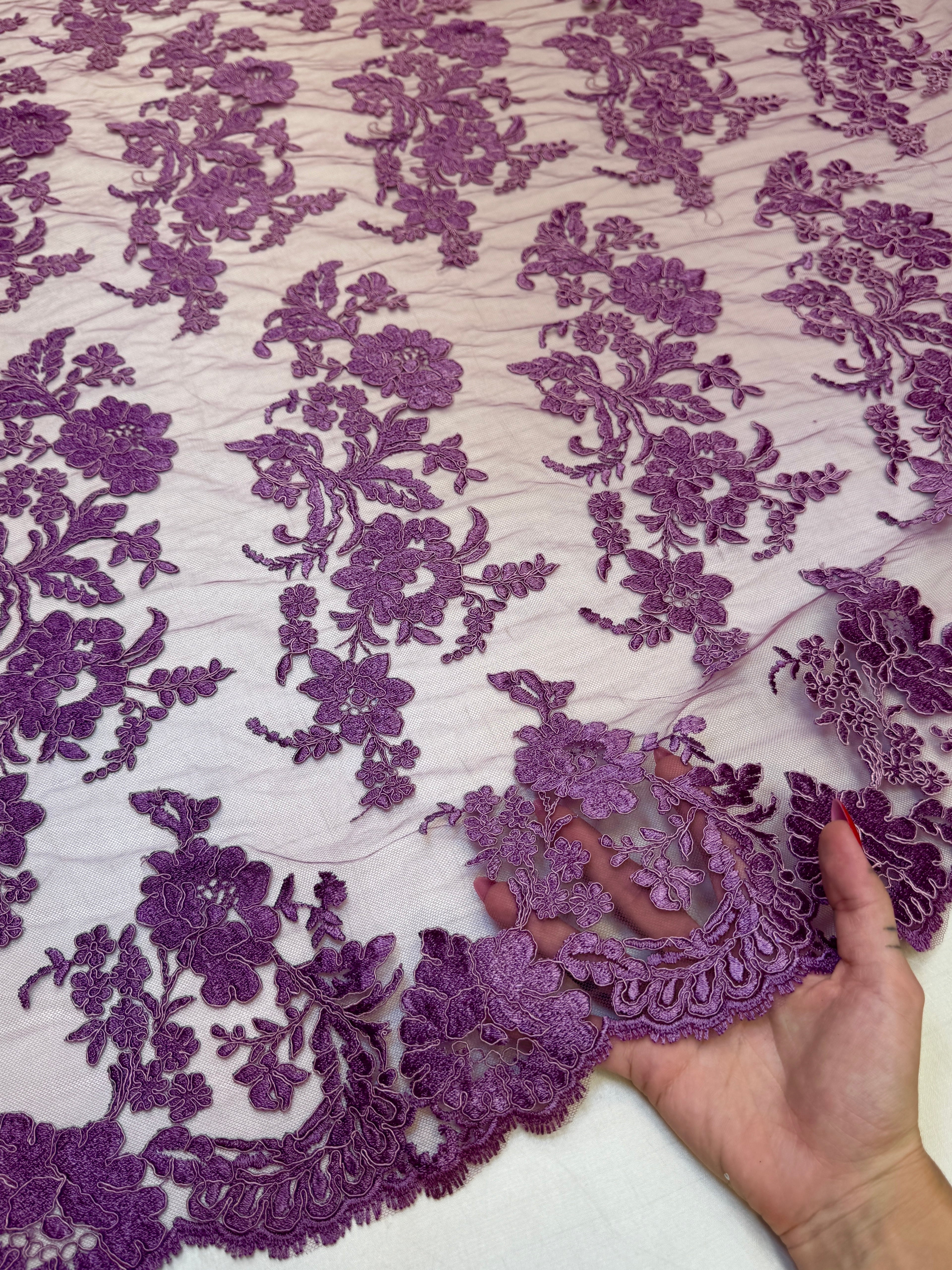 Magenta Romantic Bloom Embroidered Mesh Lace, Kiki Sewing Store, Kiki Luxury Fabric, Cheap Fabric Store, Kiki Textiles, Kiki Textile by the Yard, Kiki Textile USA
