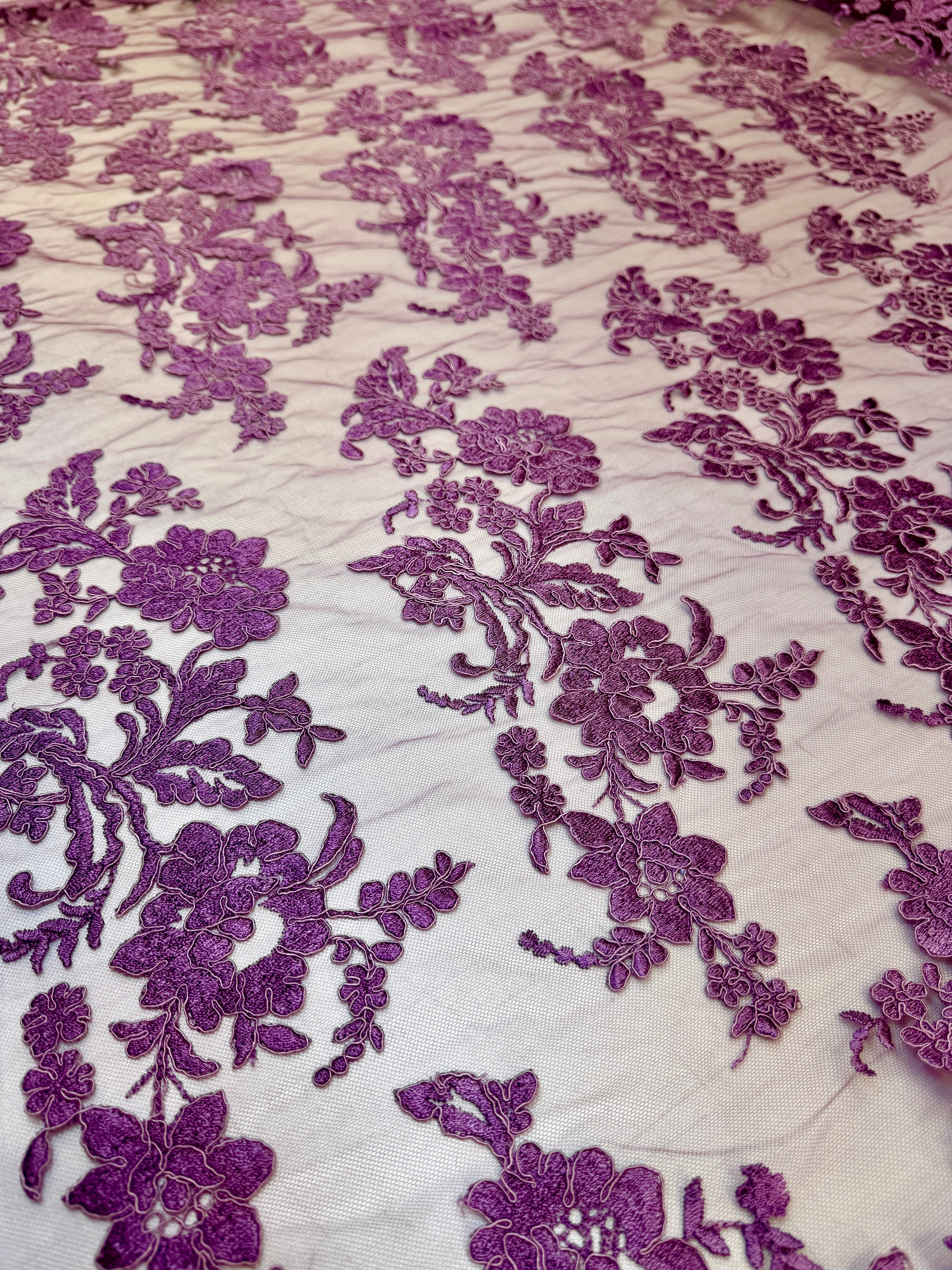 Magenta Romantic Bloom Embroidered Mesh Lace, Romantic Lace Fabric, Sheer Embroidered Lace, Bloom Lace Fabric, Bridal Lace Fabric, Wedding Dress Lace