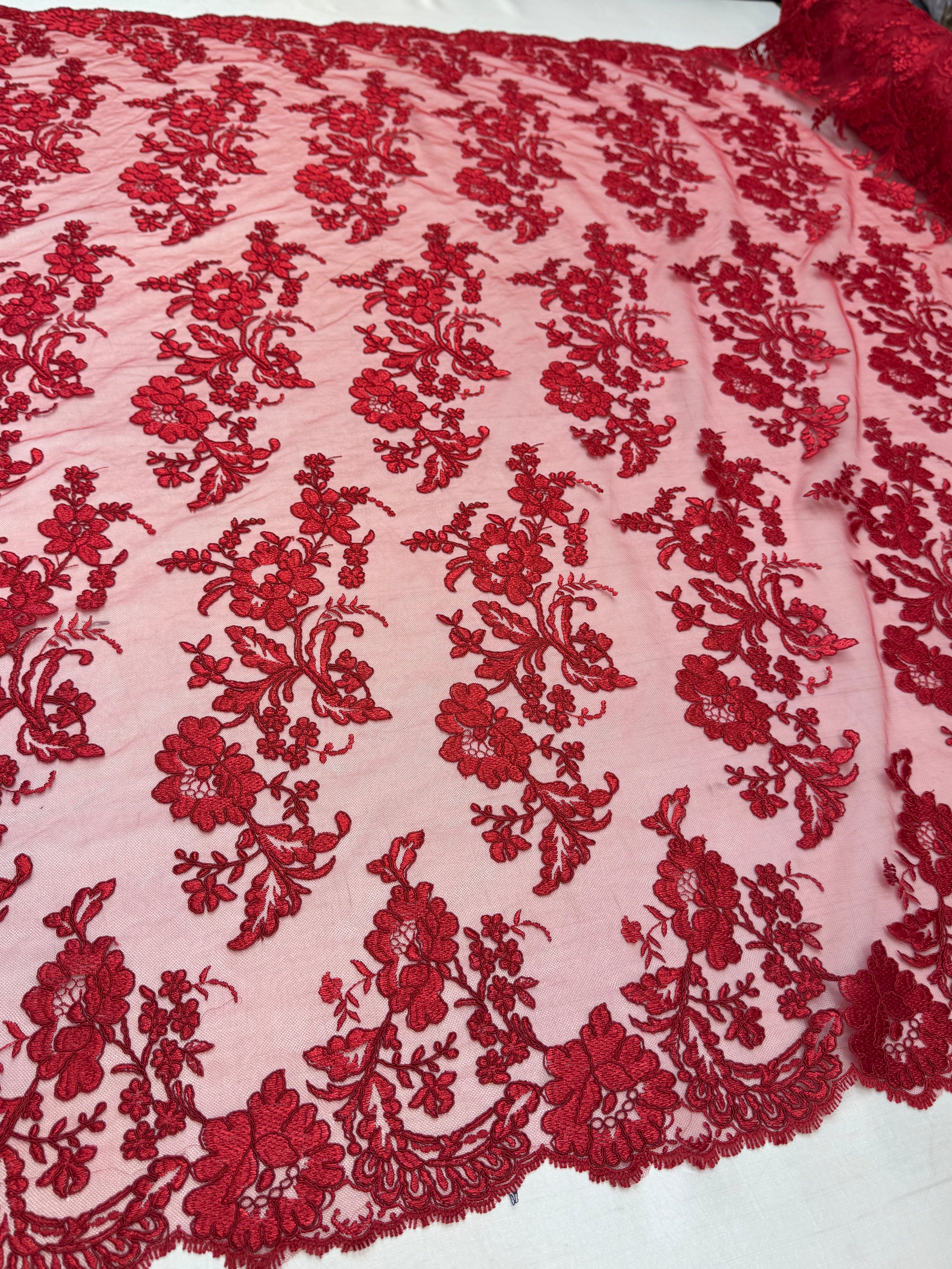 Red Romantic Bloom Embroidered Mesh Lace, Kiki Sewing Store, Kiki Luxury Fabric, Cheap Fabric Store, Kiki Textiles, Kiki Textile by the Yard, Kiki Textile USA