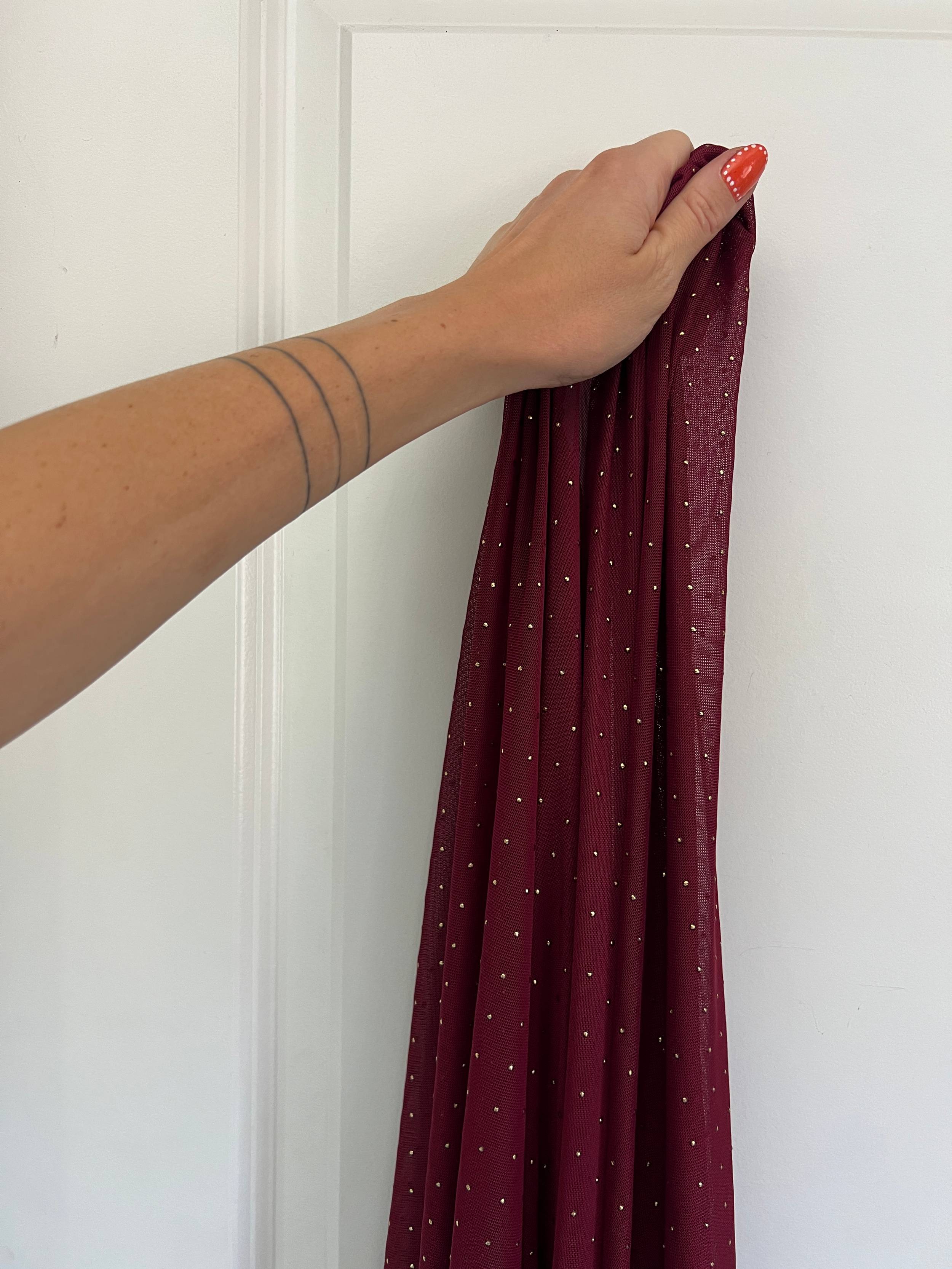 Burgundy & Gold Micro Stud Mesh, Kiki Sewing Store, Kiki Luxury Fabric, Cheap Fabric Store, Kiki Textiles, Kiki Textile by the Yard, Kiki Textile USA