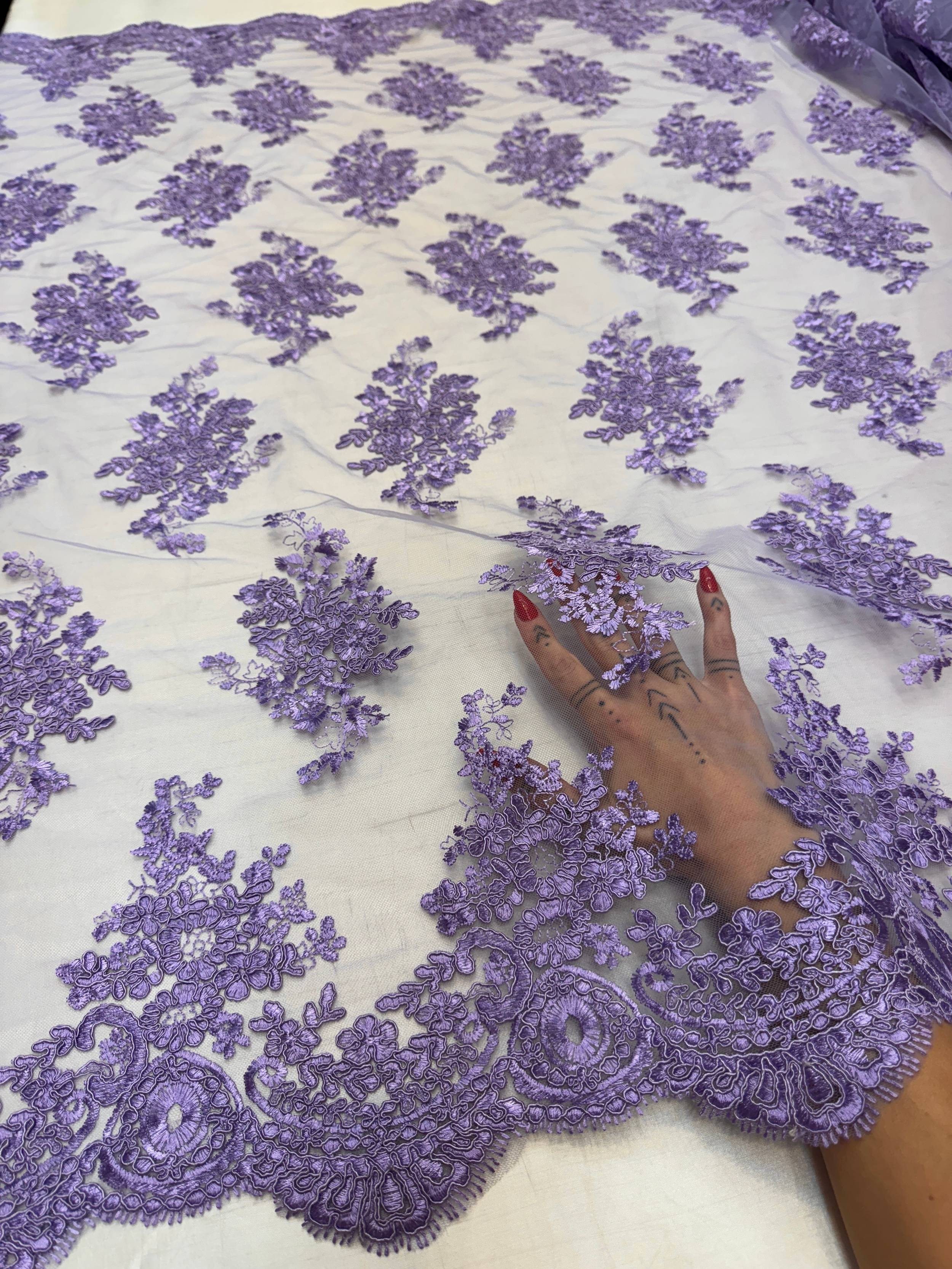 Lavender Fleur Scalloped Lace Mesh, Kiki Sewing Store, Kiki Luxury Fabric, Cheap Fabric Store, Kiki Textiles, Kiki Textile by the Yard, Kiki Textile USA
