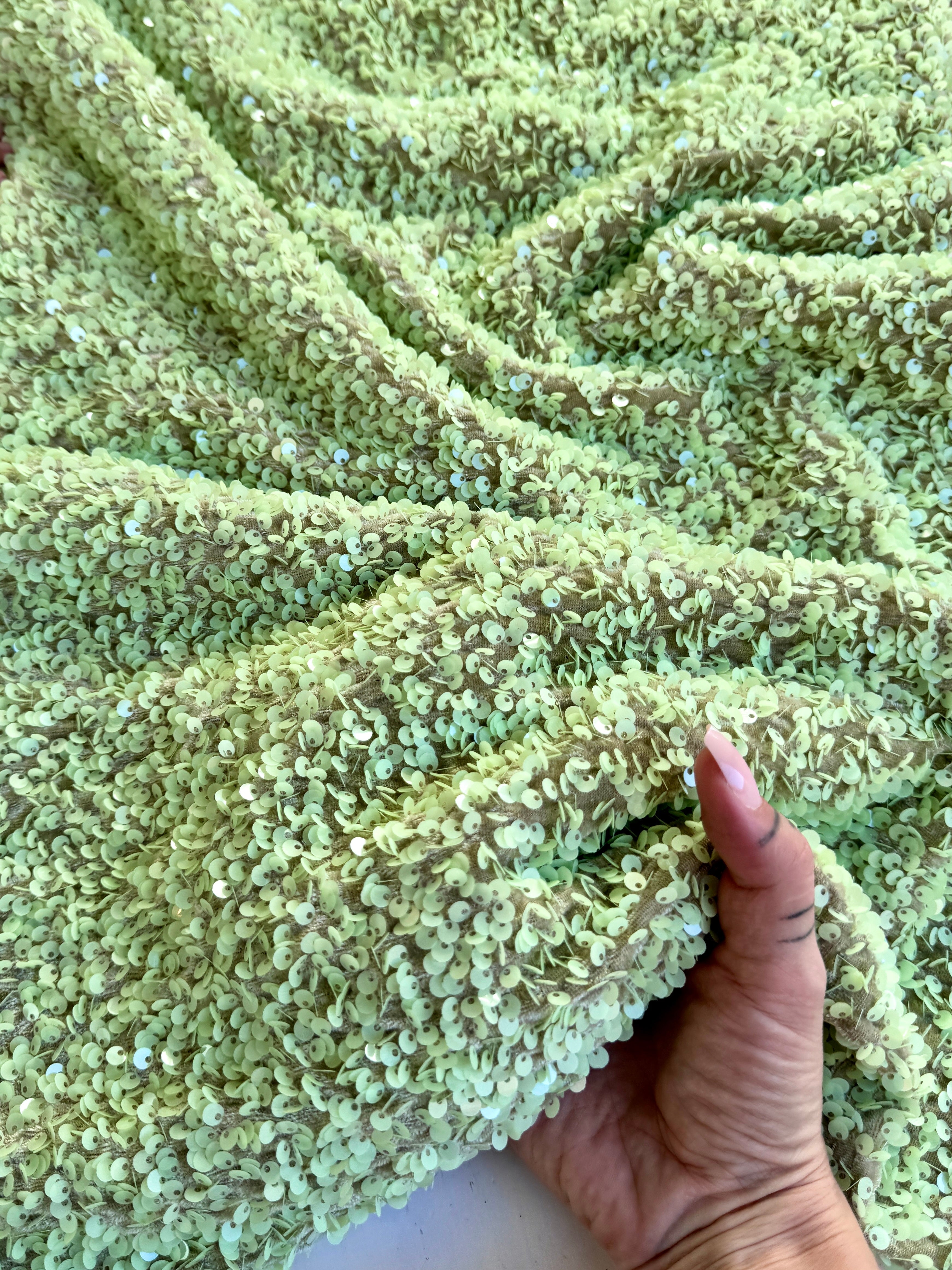 pistachio sequin on velvet, light green sequin on velvet, dark green sequin on velvet, green sequin on velvet, sequin on velvet for woman, sequin on velvet for bride, premium sequin on velvet, sequin on velvet on discount, sequin on velvet on sale, buy sequin on velvet online