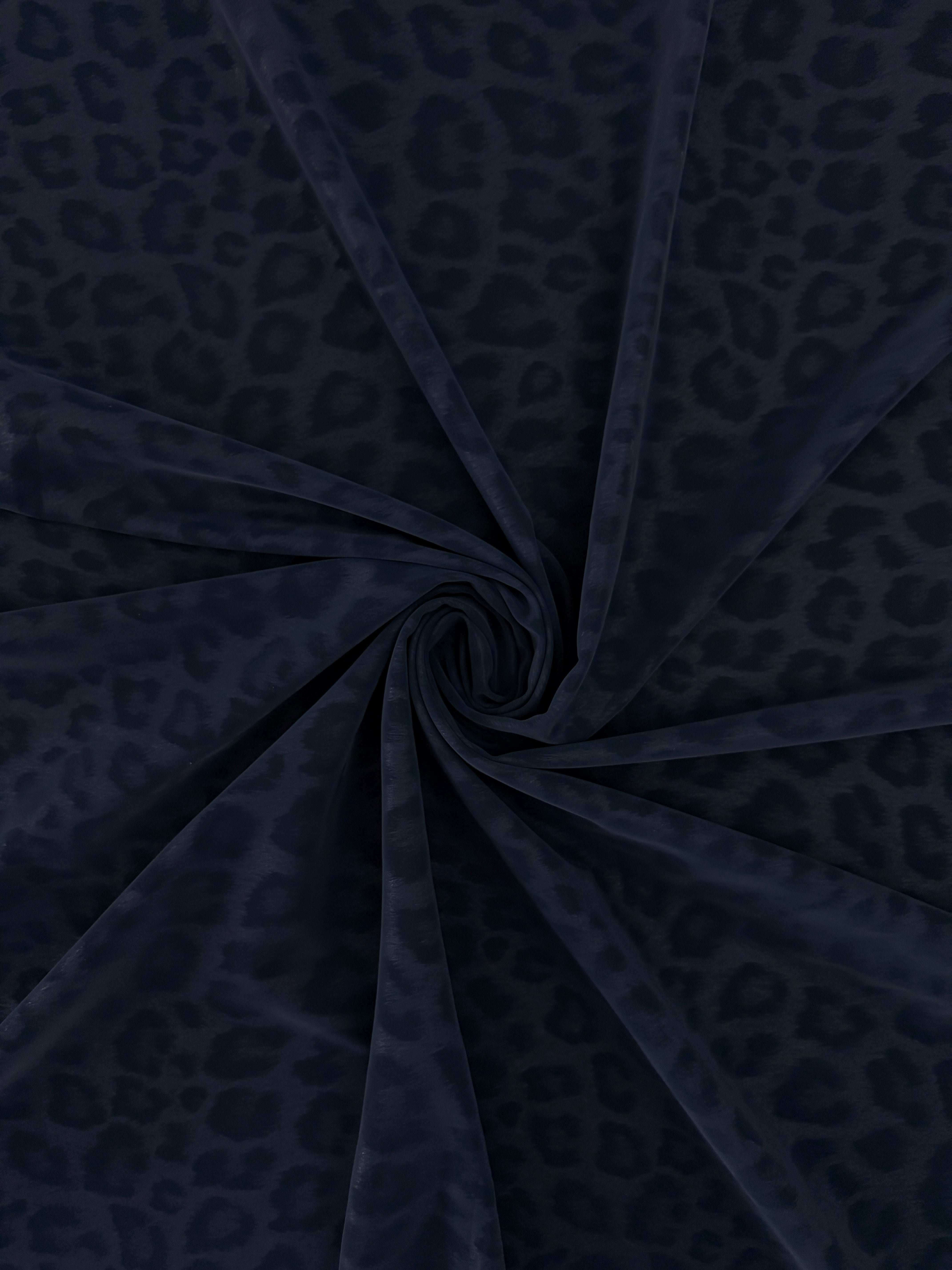 Navy Cheetah Print Stretch Faux Leather