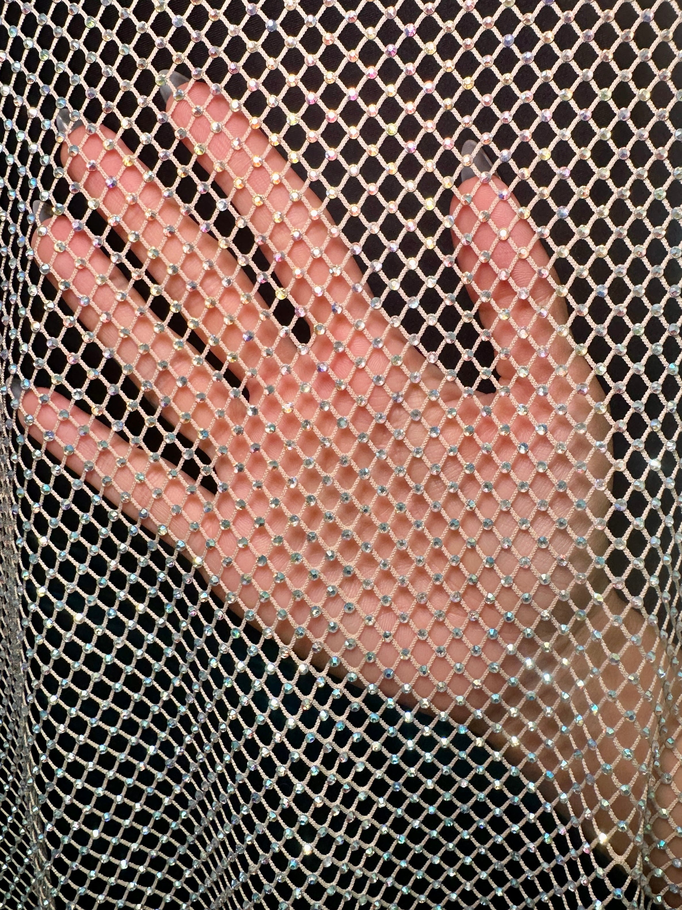 Champagne Rhinestone Diamond Fishnet Mesh, Rhinestone Fishnet Mesh, Mesh on Sale, Rhinestone on Mesh, Womens Rhinestone Mesh, Fancy Fishnet Mesh