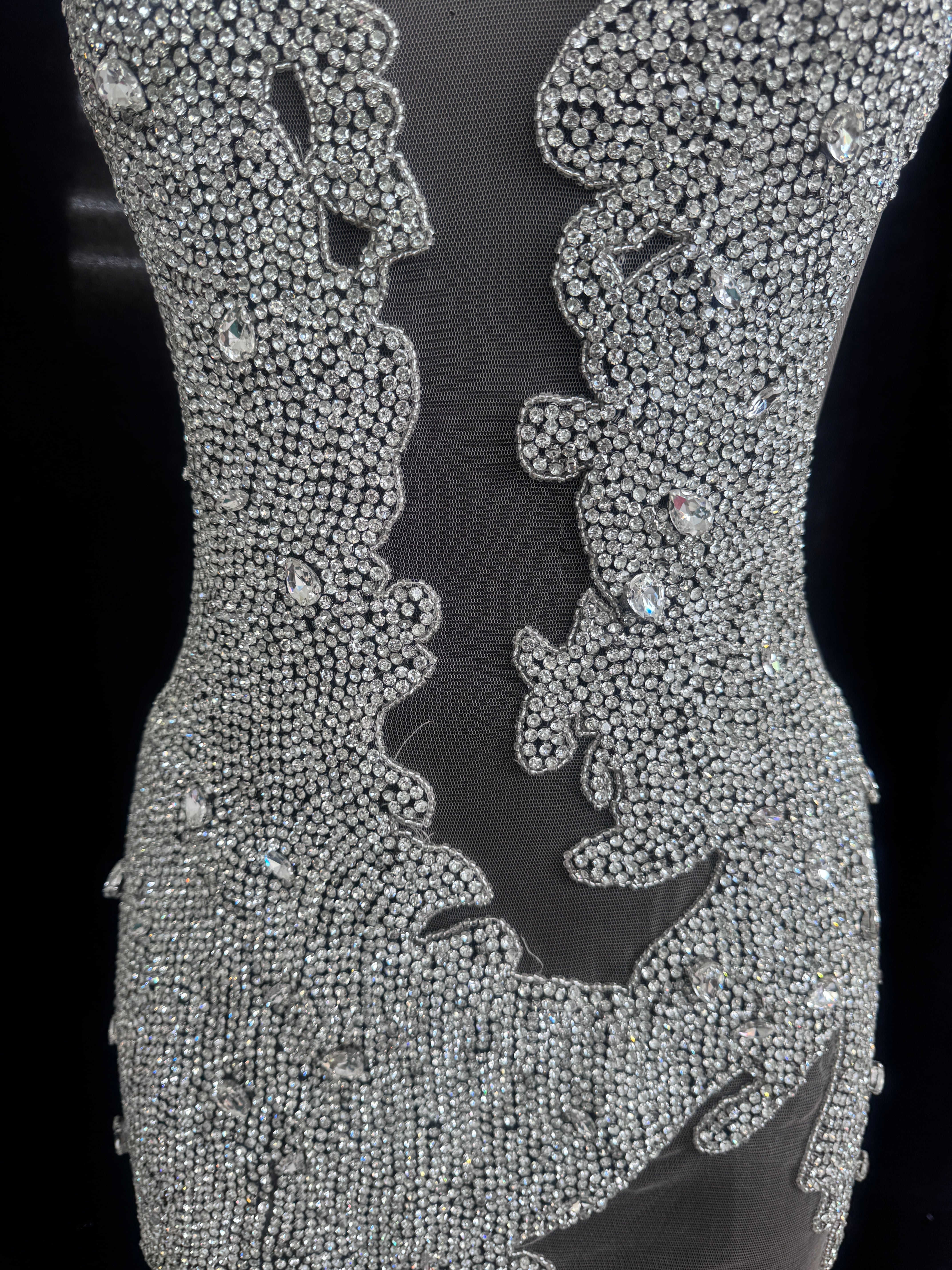 Maddy Silver Rhinestone Bodice Appliqué, Shop Fabrics Online, Sewing, Fabric Store, Sewing Store, Cheap Fabric Store, Kiki Textiles, Textile by the Yard
