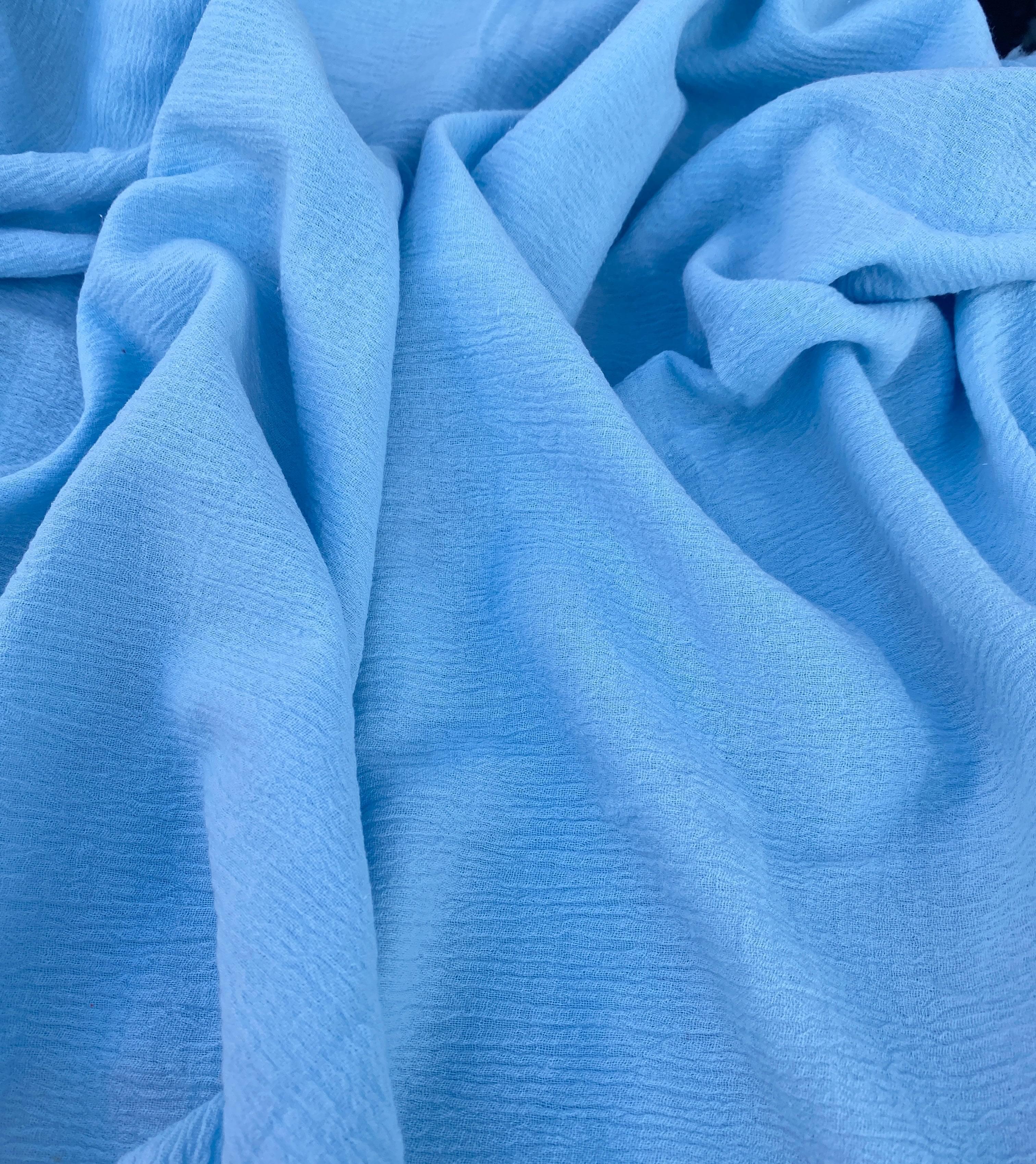 light blue Cotton Gauze, cotton gauze fabric, baby blue gauze fabric, dark blue gauze, cotton for woman, double gauze cheap, coton gauze for bride, cotton gauze in low price