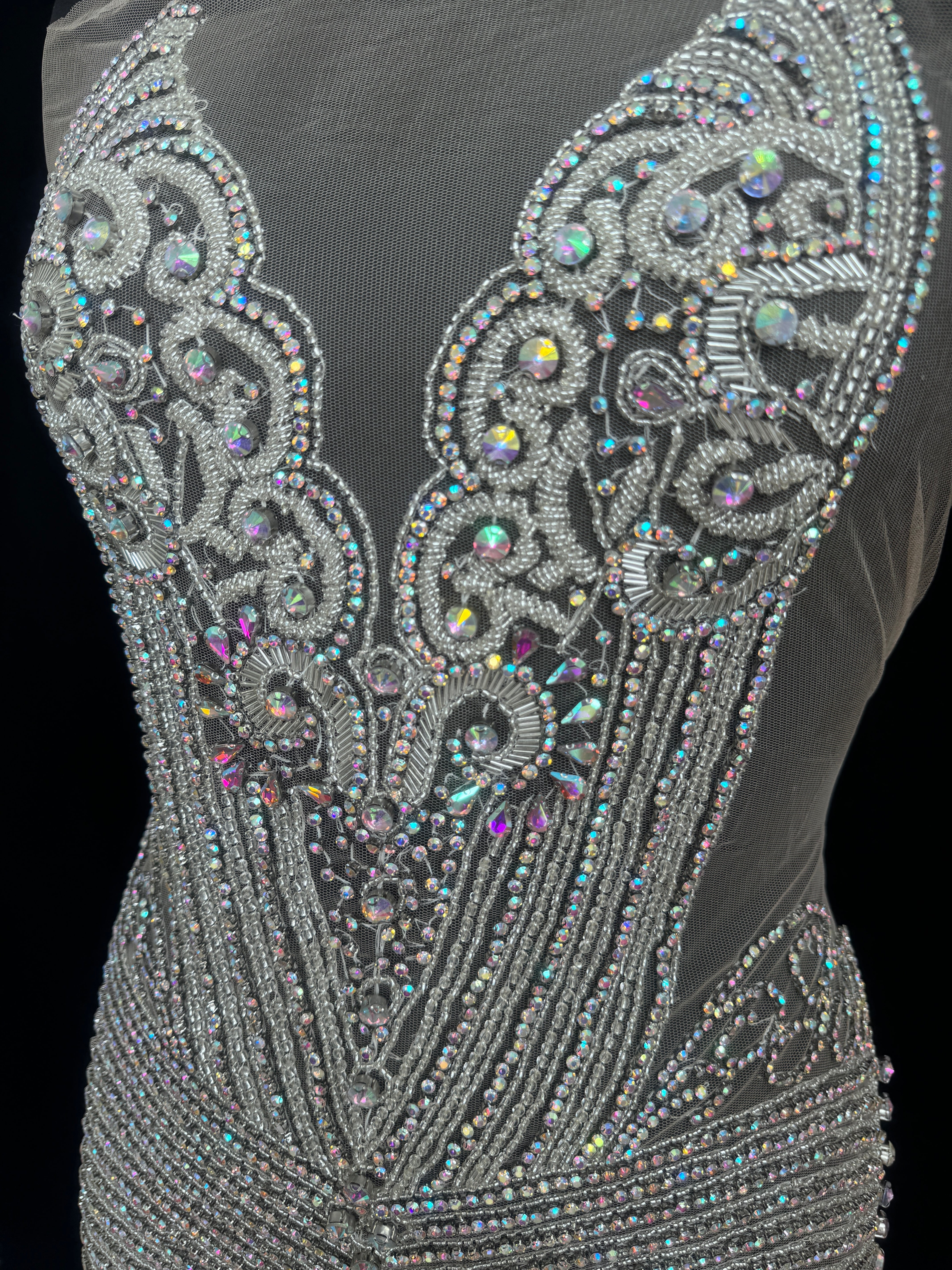 Lucy Silver Rhinestone Bodice Appliqué, Shop Fabrics Online, Sewing, Fabric Store, Sewing Store, Cheap Fabric Store, Kiki Textiles, Textile by the Yard