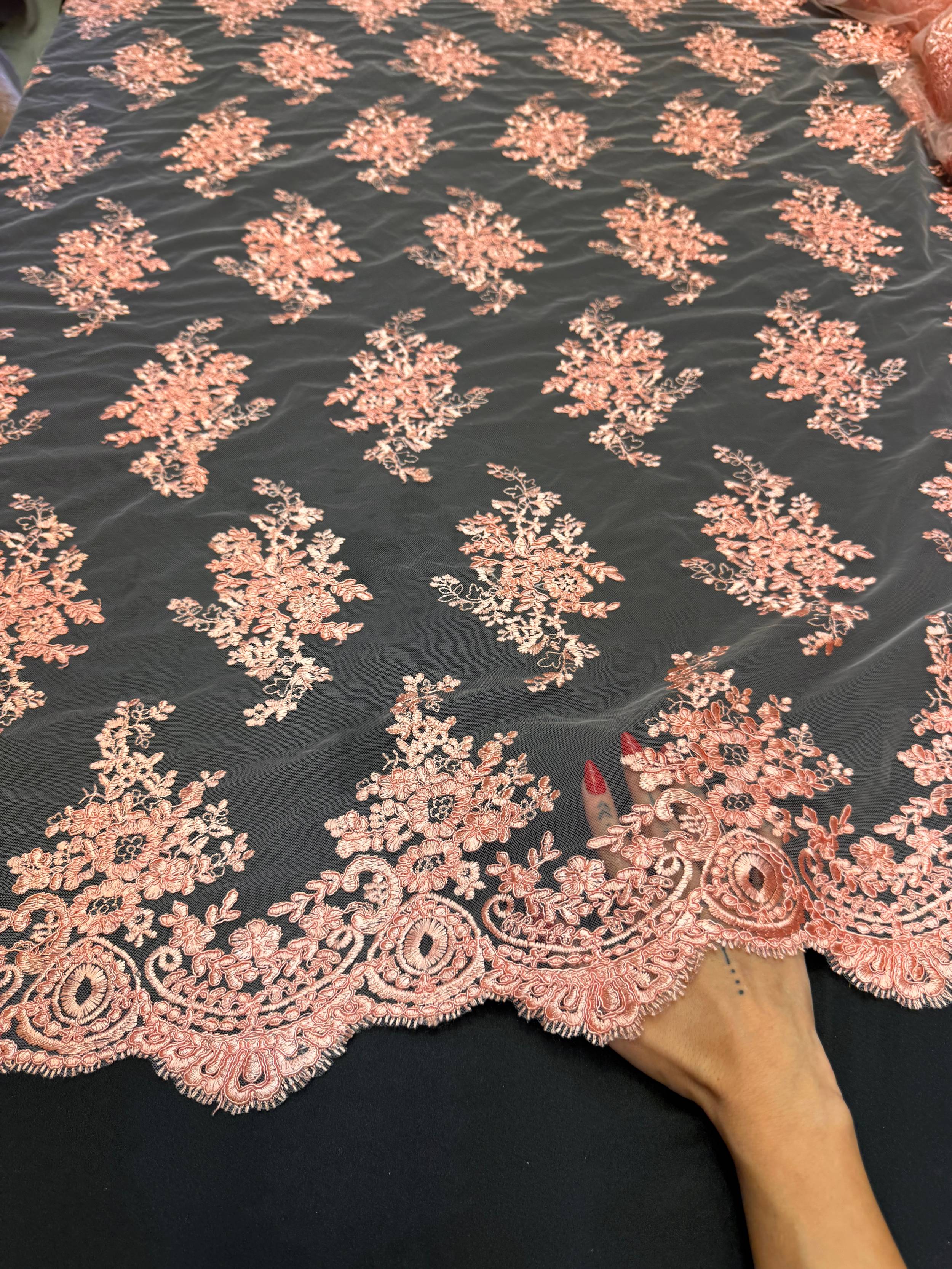 Vintage Rose Fleur Scalloped Lace Mesh, Kiki Sewing Store, Kiki Luxury Fabric, Cheap Fabric Store, Kiki Textiles, Kiki Textile by the Yard, Kiki Textile USA