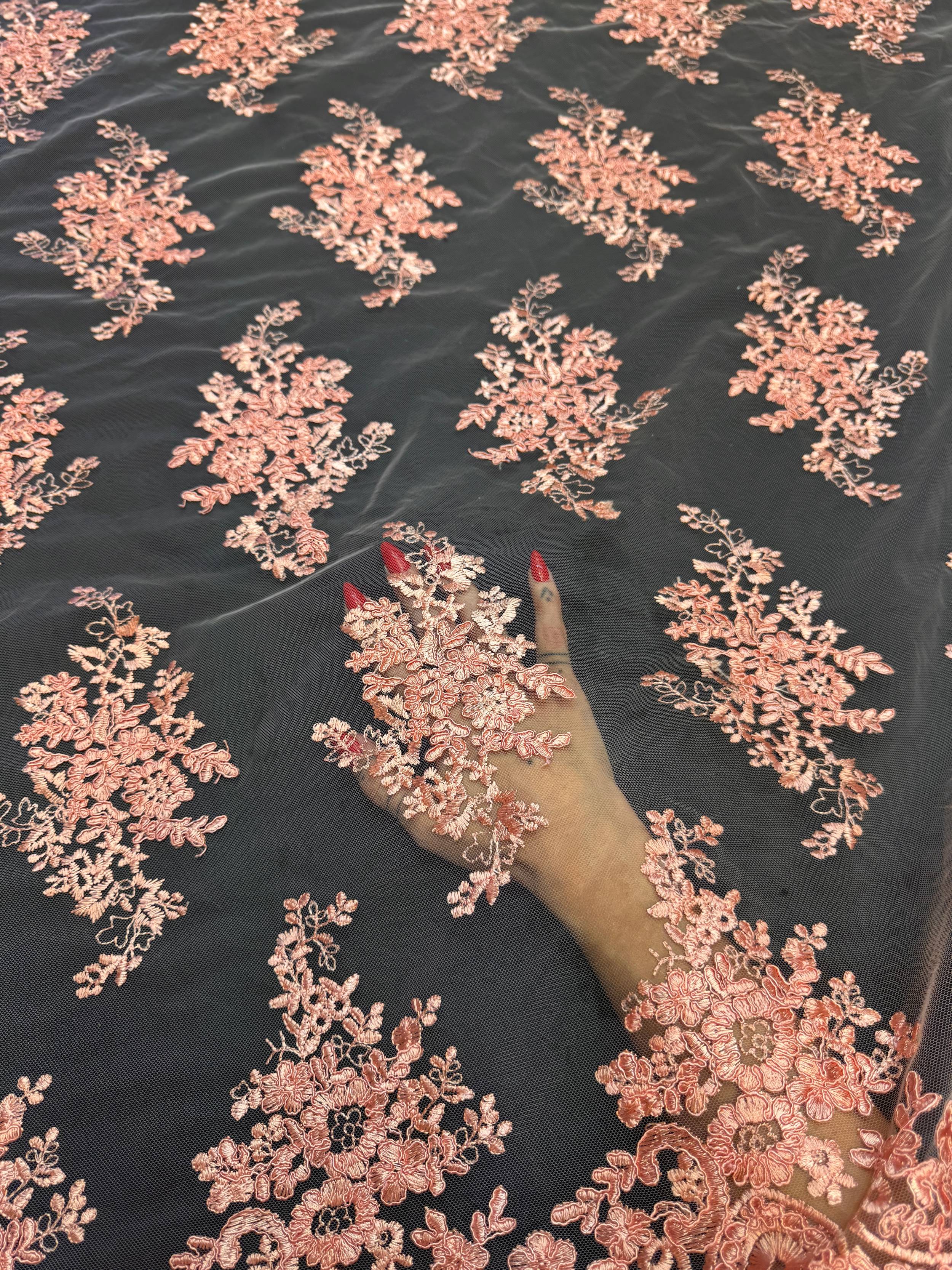 Vintage Rose Fleur Scalloped Lace Mesh, Kiki Sewing Store, Kiki Luxury Fabric, Cheap Fabric Store, Kiki Textiles, Kiki Textile by the Yard, Kiki Textile USA