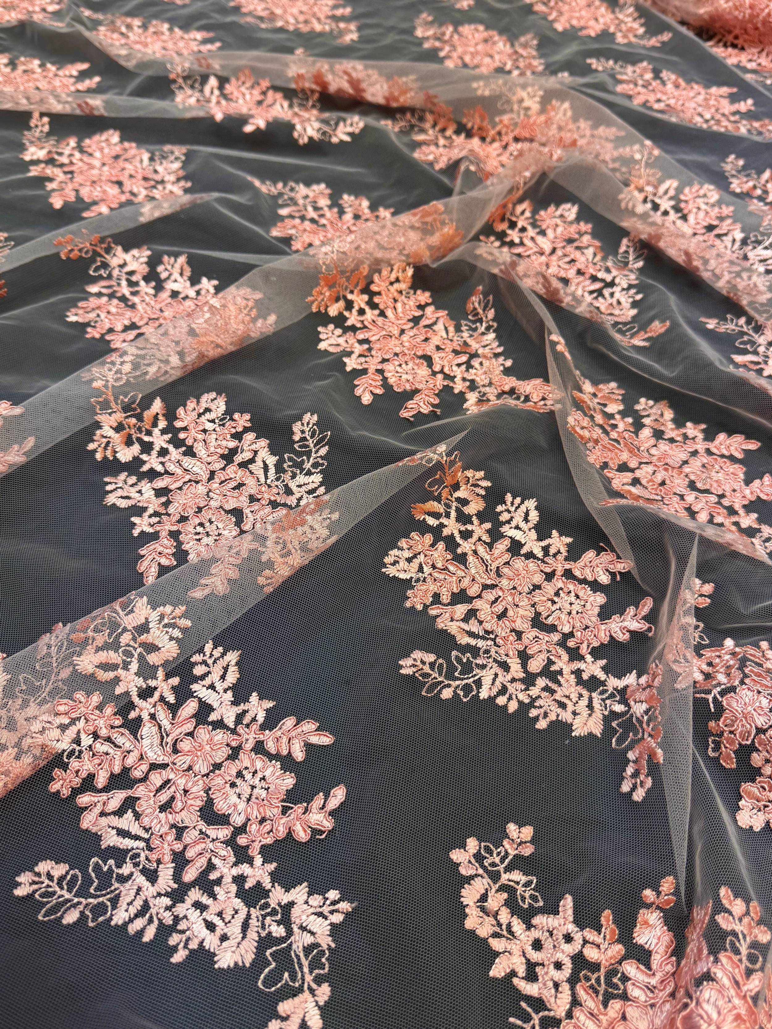 Vintage Rose Fleur Scalloped Lace Mesh, Kiki Sewing Store, Kiki Luxury Fabric, Cheap Fabric Store, Kiki Textiles, Kiki Textile by the Yard, Kiki Textile USA