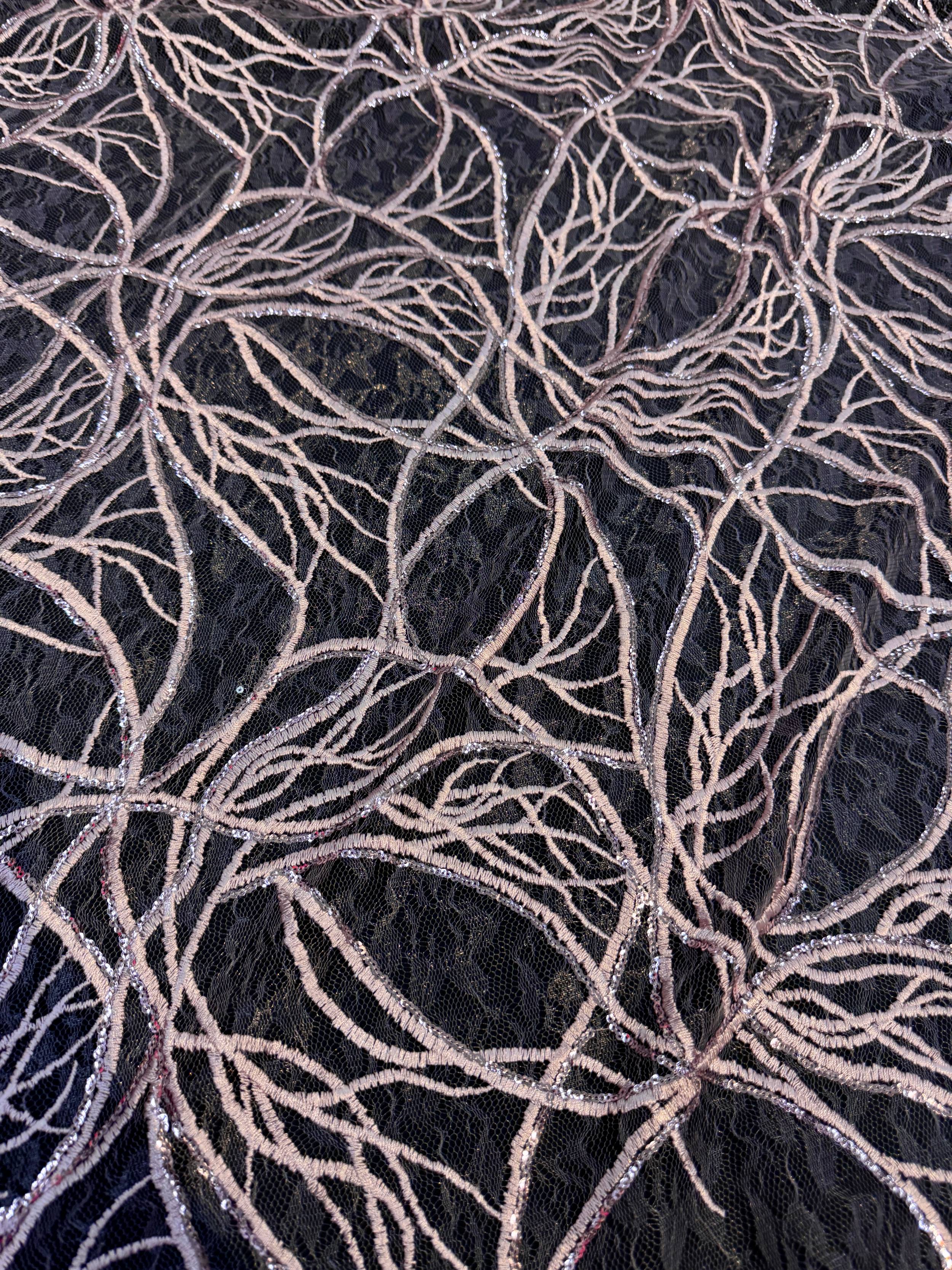 Mauve Infinity Web Sequin Embroidered Mesh, Kiki Sewing Store, Kiki Luxury Fabric, Cheap Fabric Store, Kiki Textiles, Kiki Textile by the Yard, Kiki Textile USA