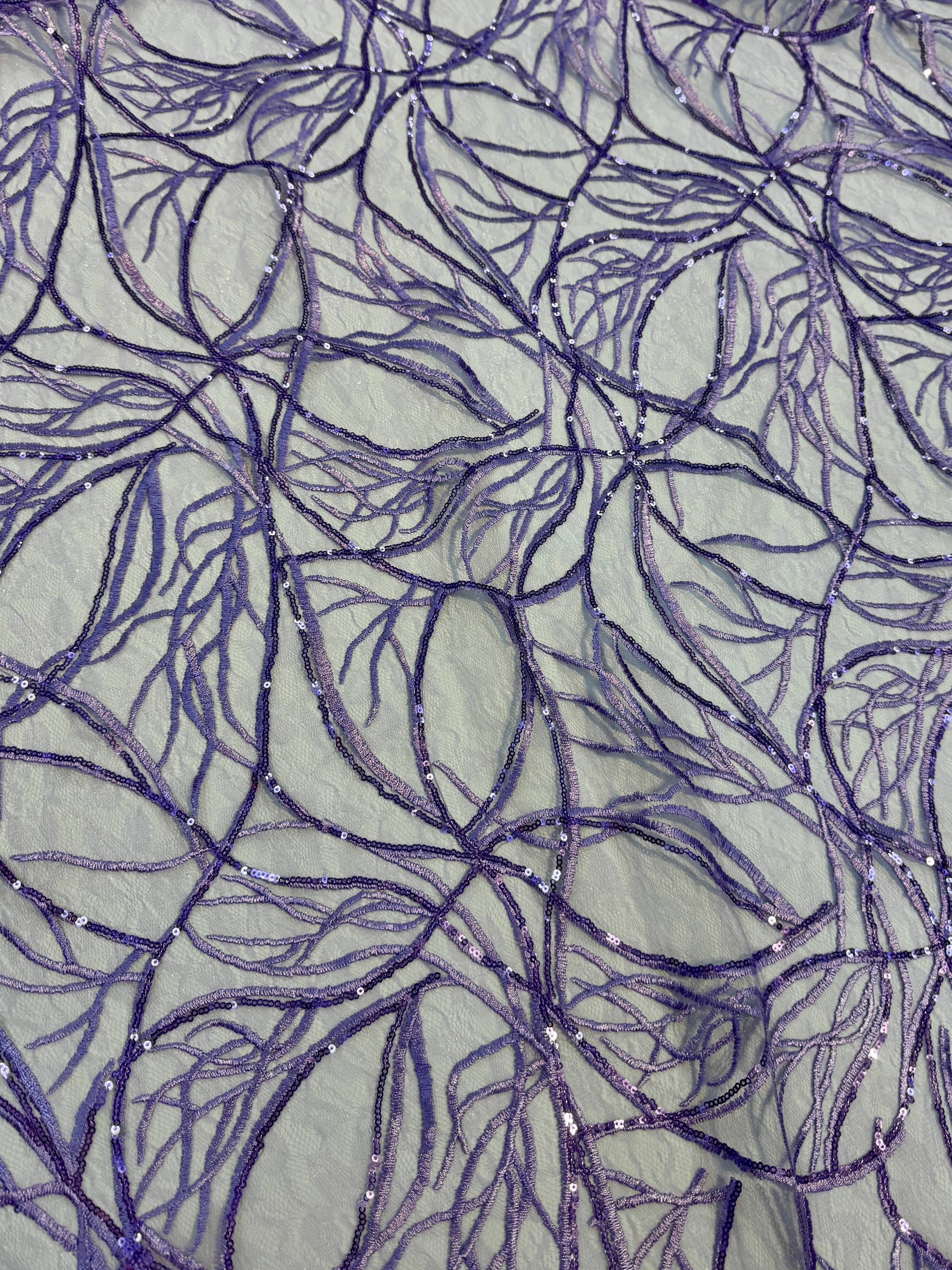 Lavender Infinity Web Sequin Embroidered Mesh, Embroidered Mesh Fabric, Stretch Mesh Lace, Sequin Embroidered Fabric, Sheer Sequin Fabric, Web Lace Fabric, Infinity Lace Fabric