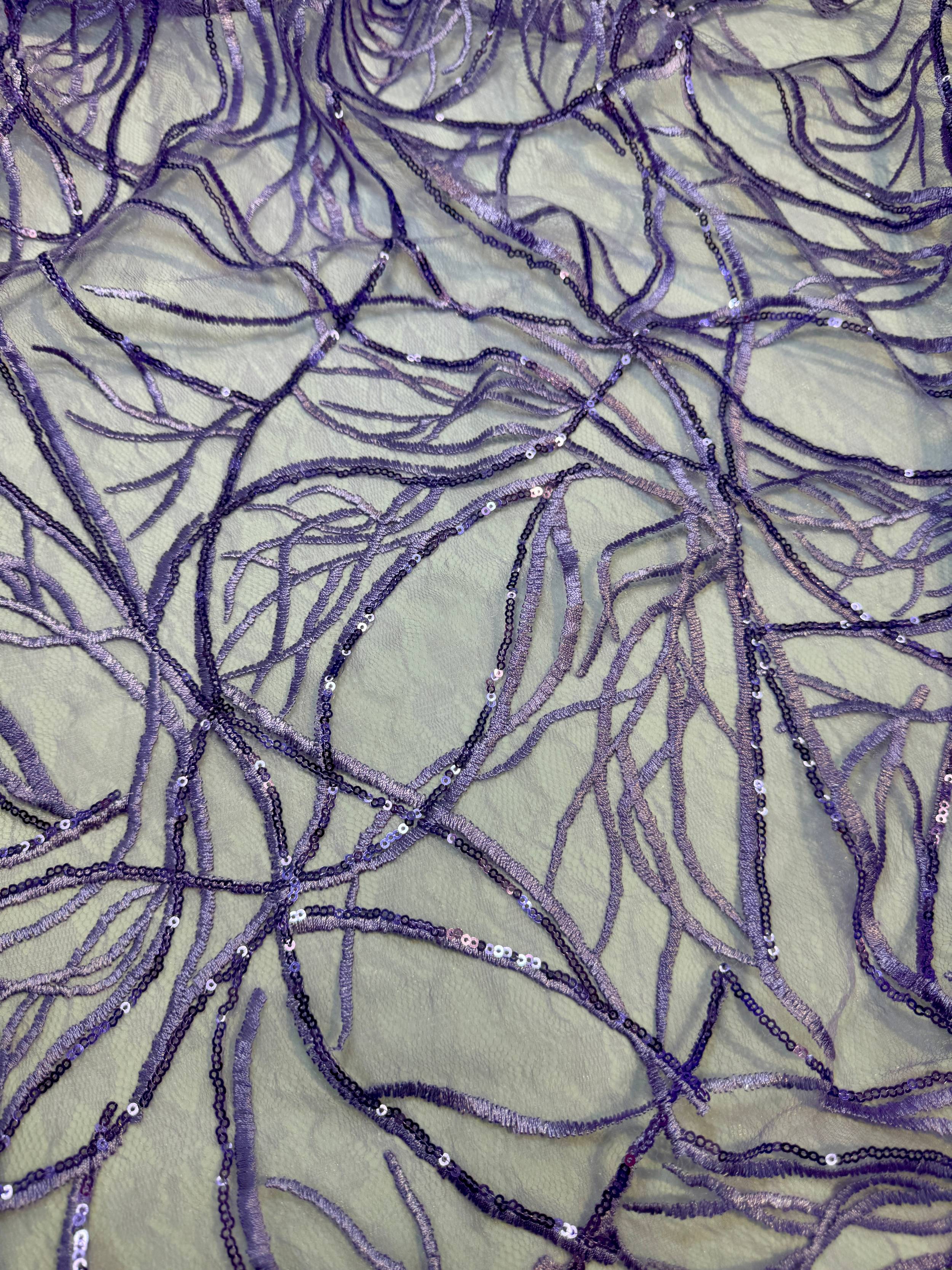 Lavender Infinity Web Sequin Embroidered Mesh, Embroidered Mesh Fabric, Stretch Mesh Lace, Sequin Embroidered Fabric, Sheer Sequin Fabric, Web Lace Fabric, Infinity Lace Fabric