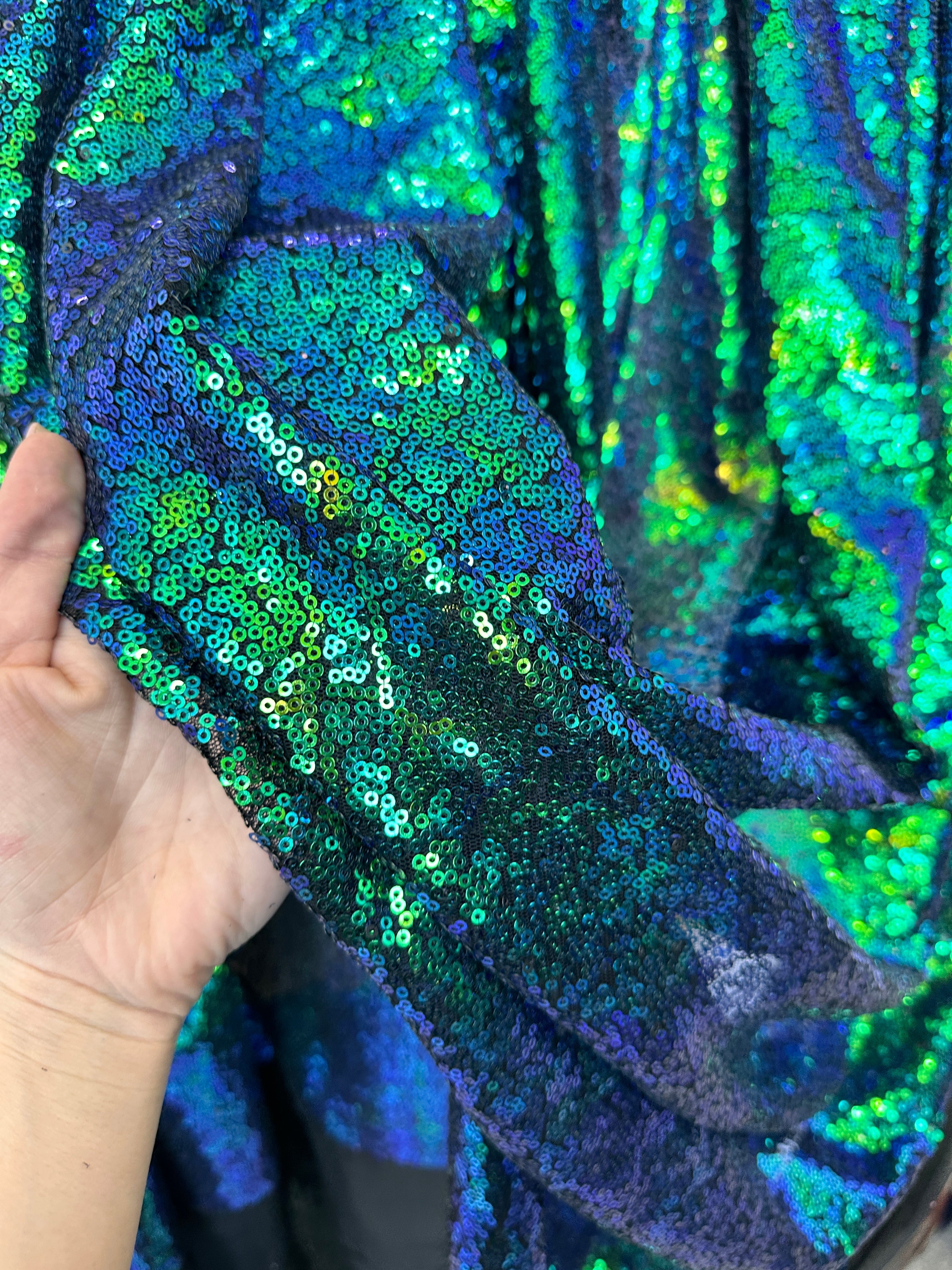 Green Iridescent sequin on mesh, Green Iridescent Disco Fabric, light green sequin on mesh, dark green sequin on mesh, Khaki green sequin on mesh, Stretch sequin mesh, mesh for woman, sequin on mesh for bride, sequin on mesh for party wear, mesh on discount, mesh on sale, premium sequin mesh, buy sequin mesh online