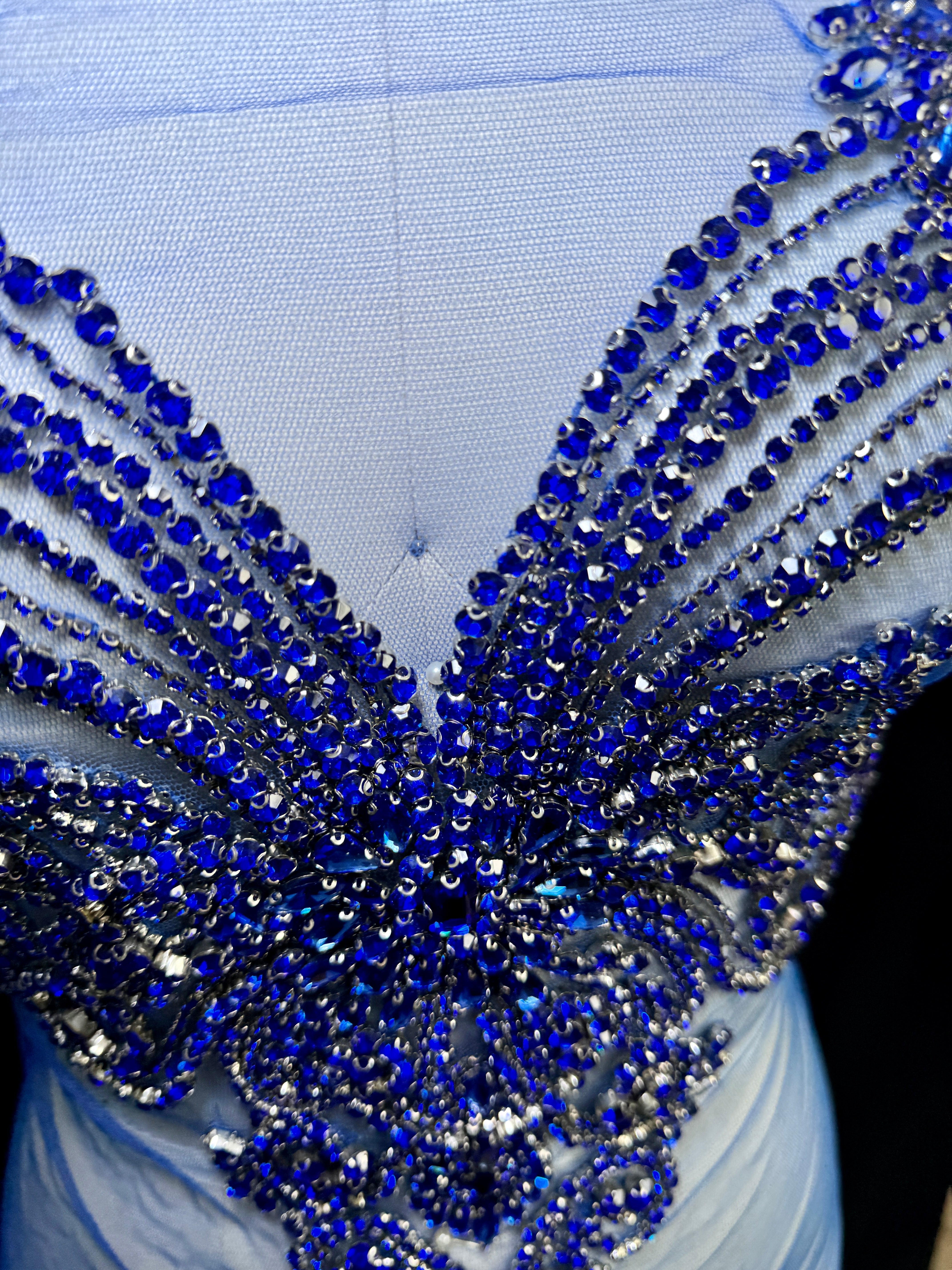 Amy Royal Blue Rhinestone Bodice Applique, blue rhinestone, dark blue rhinestone, light blue rhinestone,