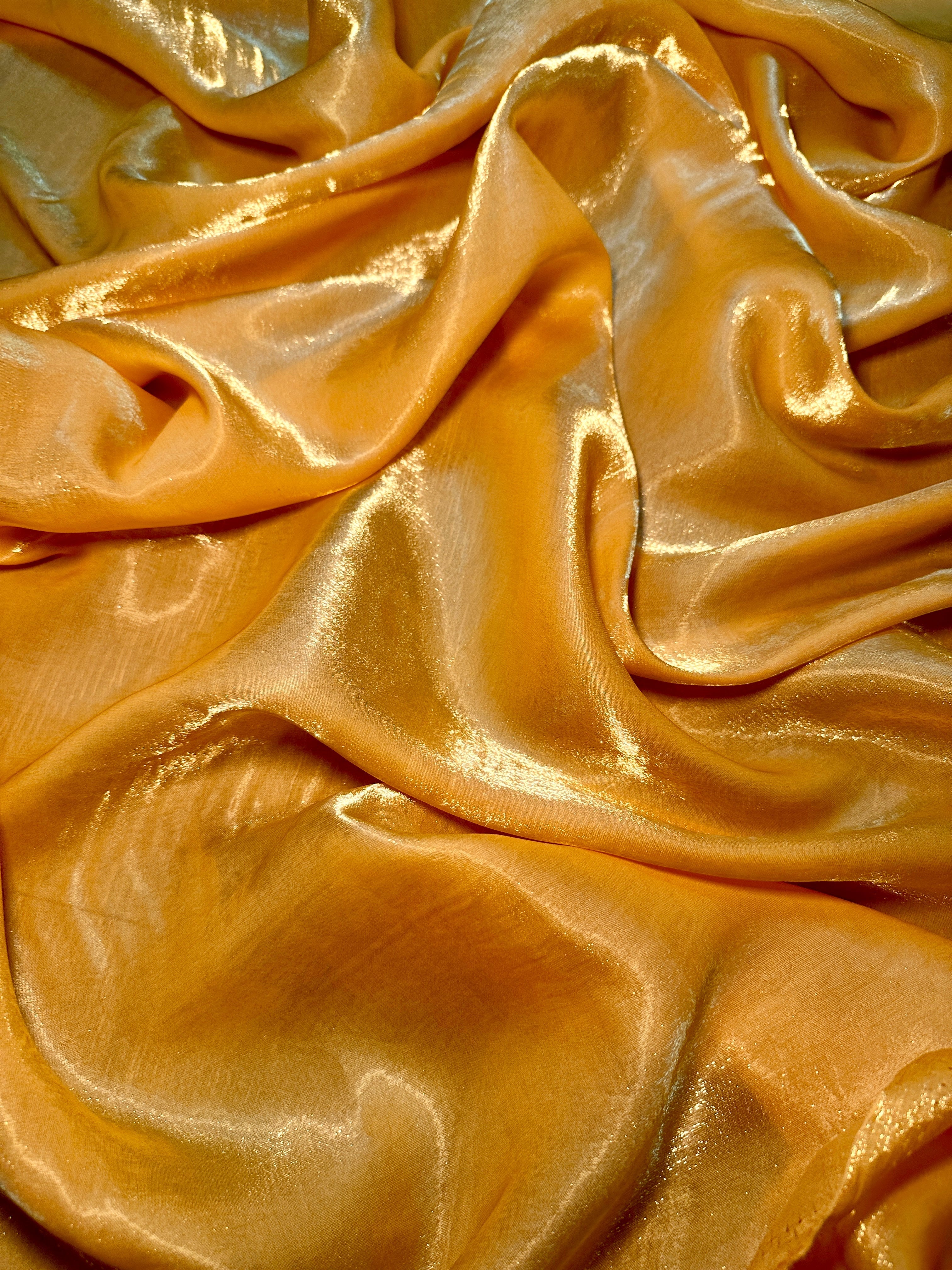 Golden Yellow Water Liquid Shimmery Chiffon, Fabric Store, Sewing Store, Cheap Fabric Store, Kiki Textiles, Textile by the Yard