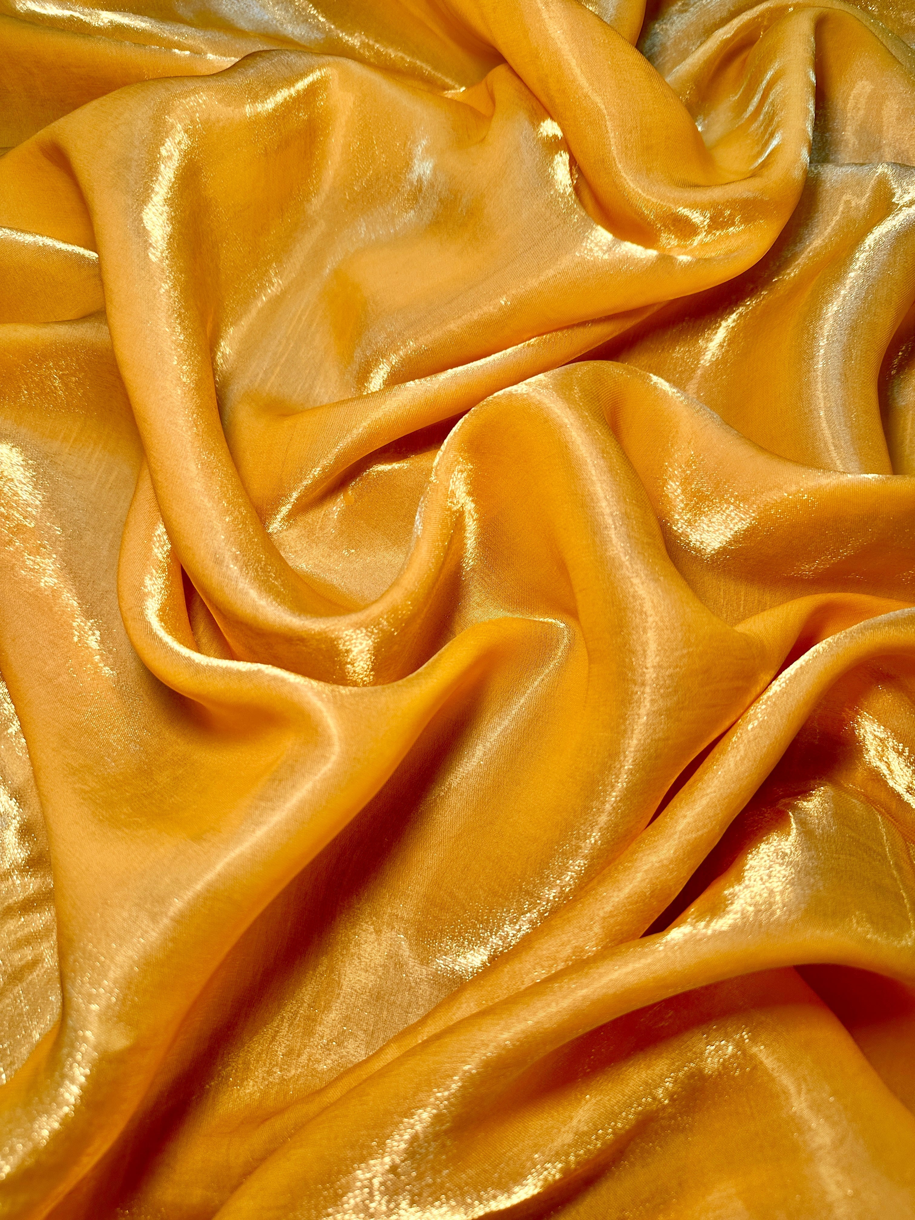 Golden Yellow Water Liquid Shimmery Chiffon, Fabric Store, Sewing Store, Cheap Fabric Store, Kiki Textiles, Textile by the Yard