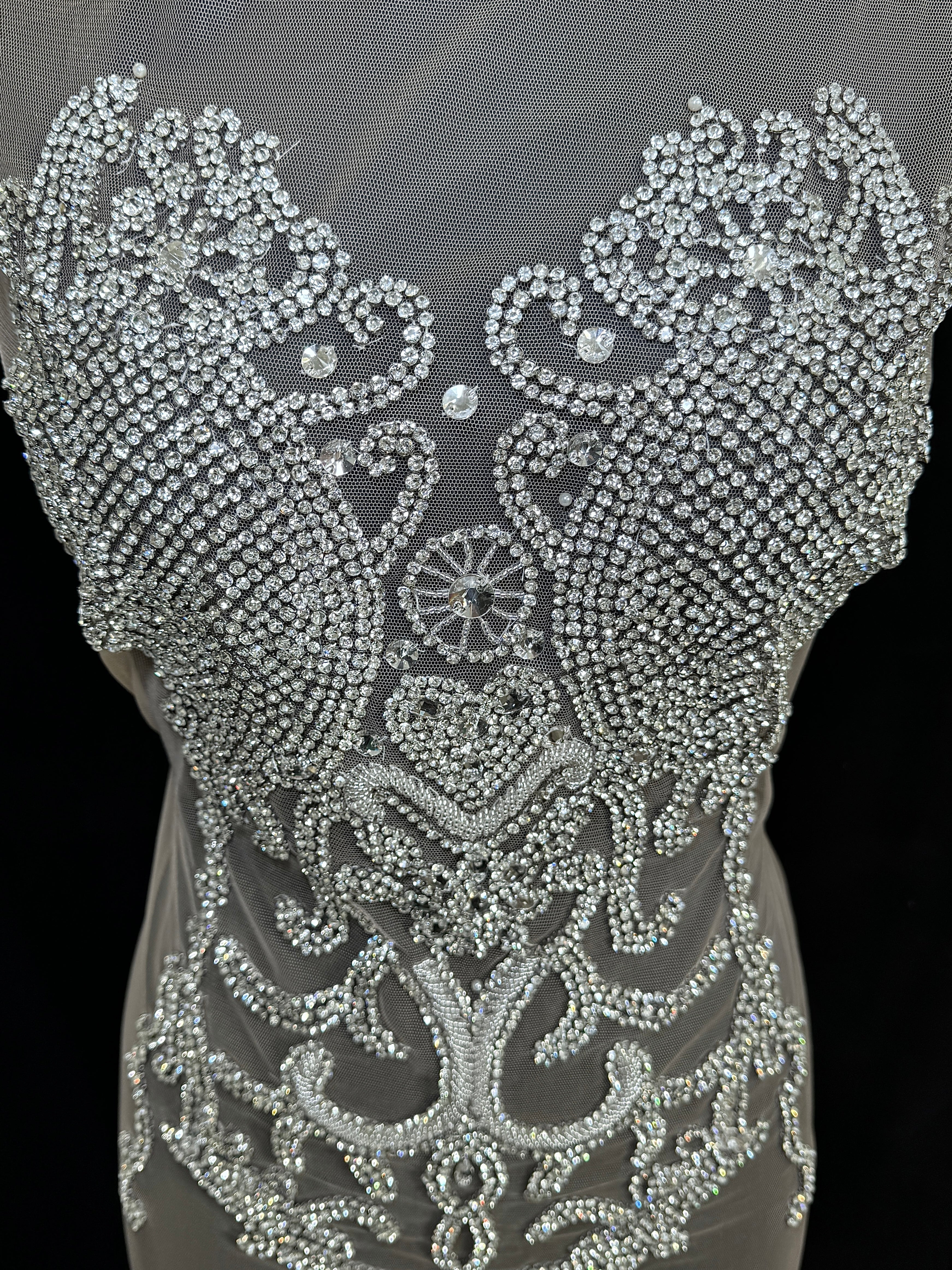Lauren Silver Rhinestone Bodice Applique, silver rhinestone, dark silver rhinestone, light silver rhinestone, 