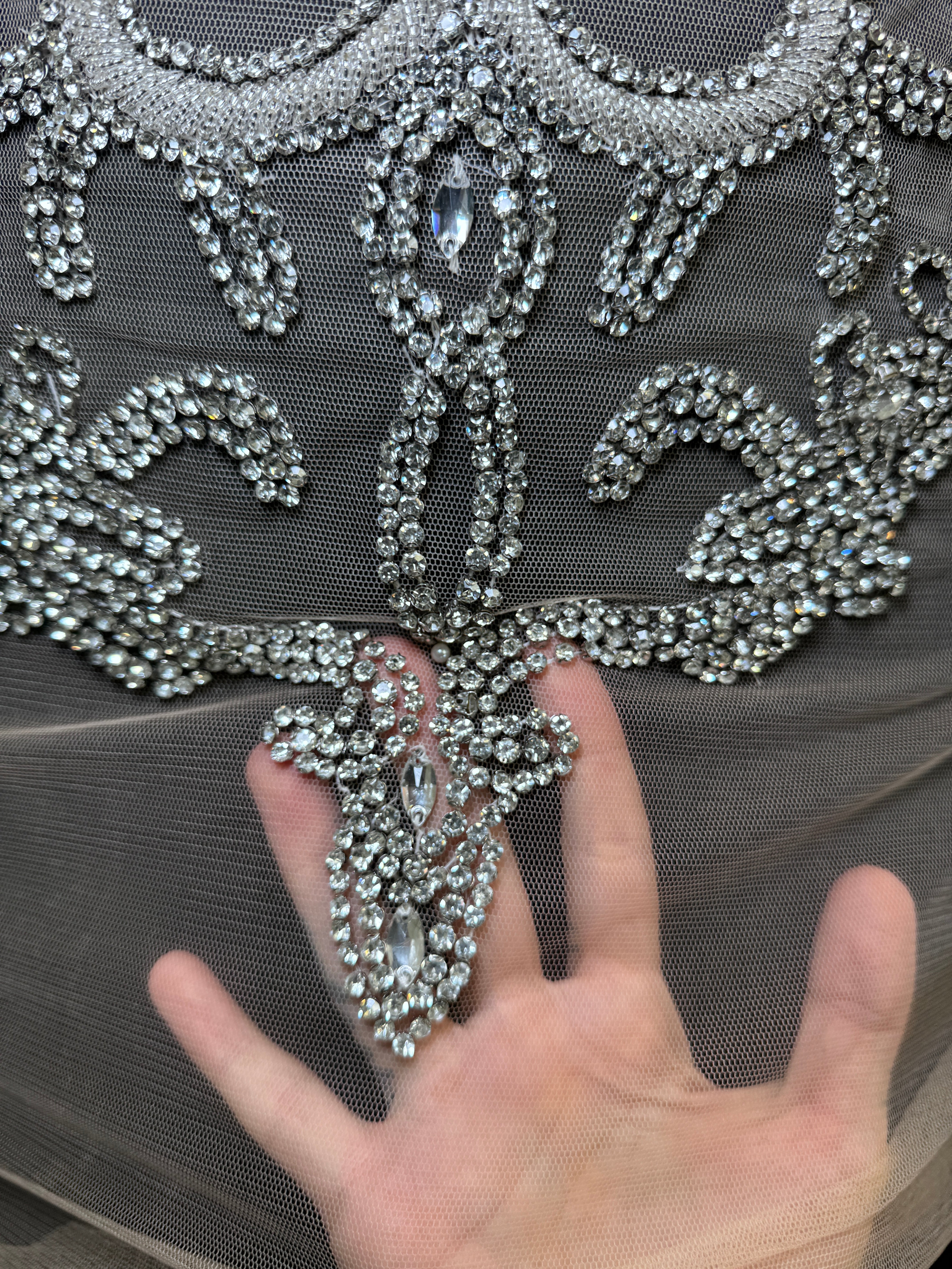 Lauren Silver Rhinestone Bodice Applique, silver rhinestone, dark silver rhinestone, light silver rhinestone, 