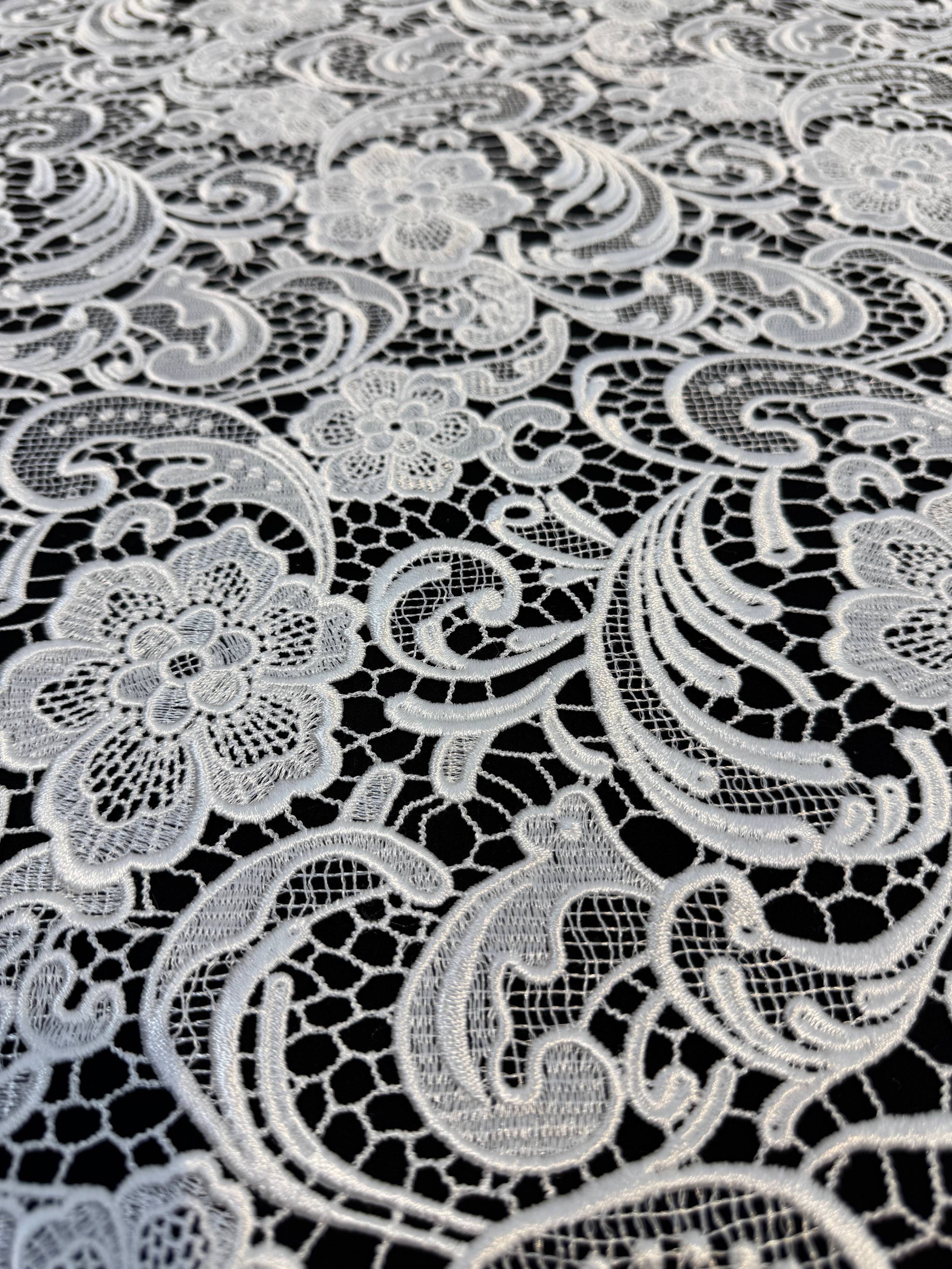 Off White Floral Couture Embroidered Scalloped Guipure, Kiki Sewing Store, Kiki Luxury Fabric, Cheap Fabric Store, Kiki Textiles, Kiki Textile by the Yard, Kiki Textile USA