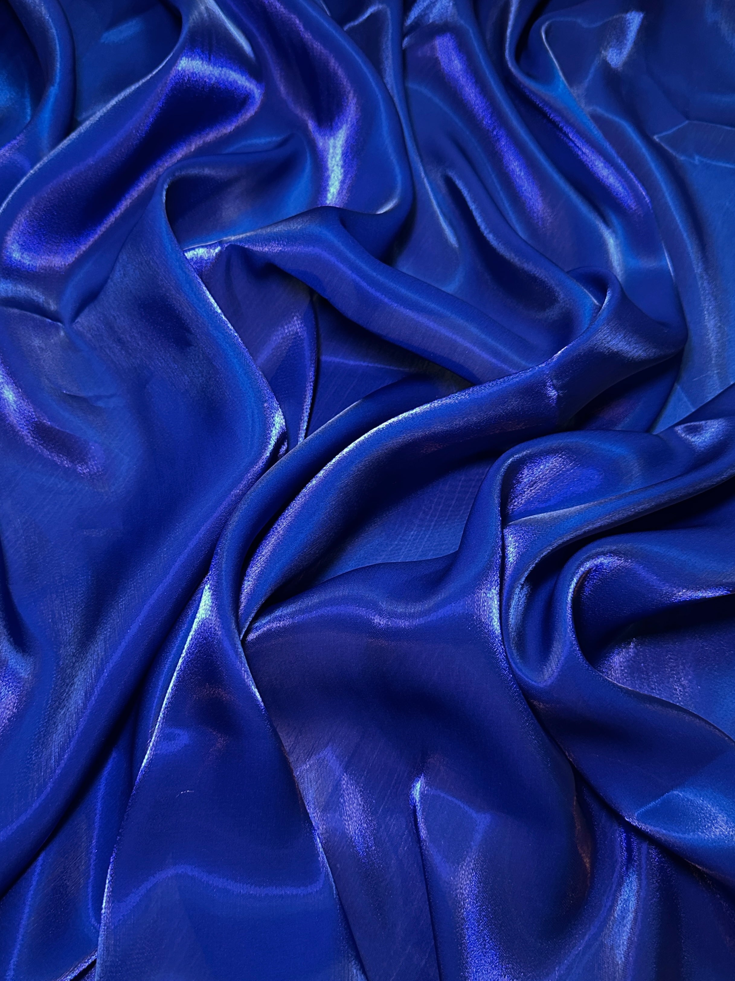 Royal Blue Water Liquid Shimmery Chiffon, Premium Glittery Chiffon, Wet Chiffon, Shimmery Chiffon, Fancy fabric, Luxurious liquid fabric, Chiffon for women