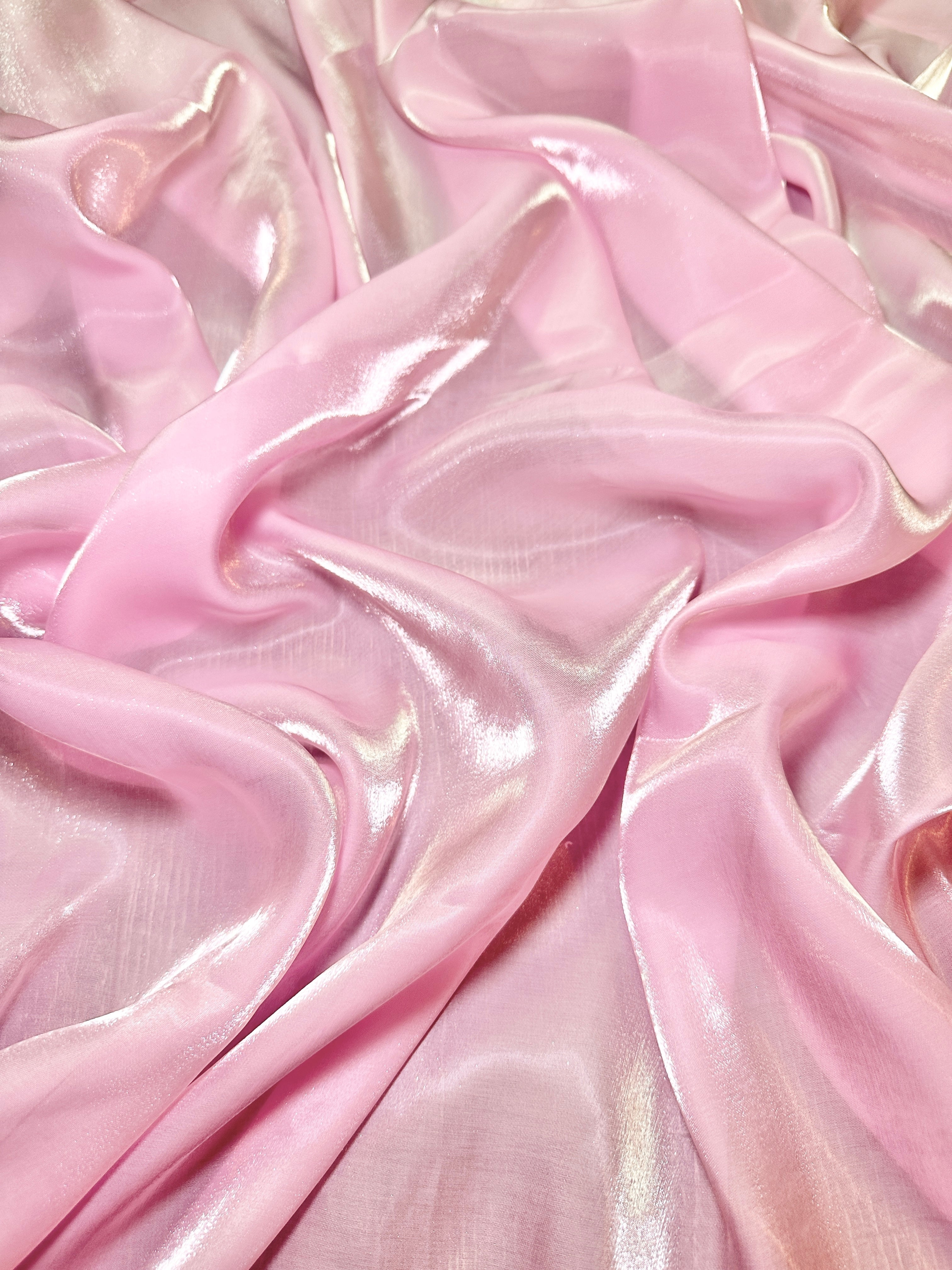 Baby Pink Water Liquid Shimmery Chiffon, Premium Glittery Chiffon, Wet Chiffon, Shimmery Chiffon, Fancy fabric, Luxurious liquid fabric, Chiffon for women