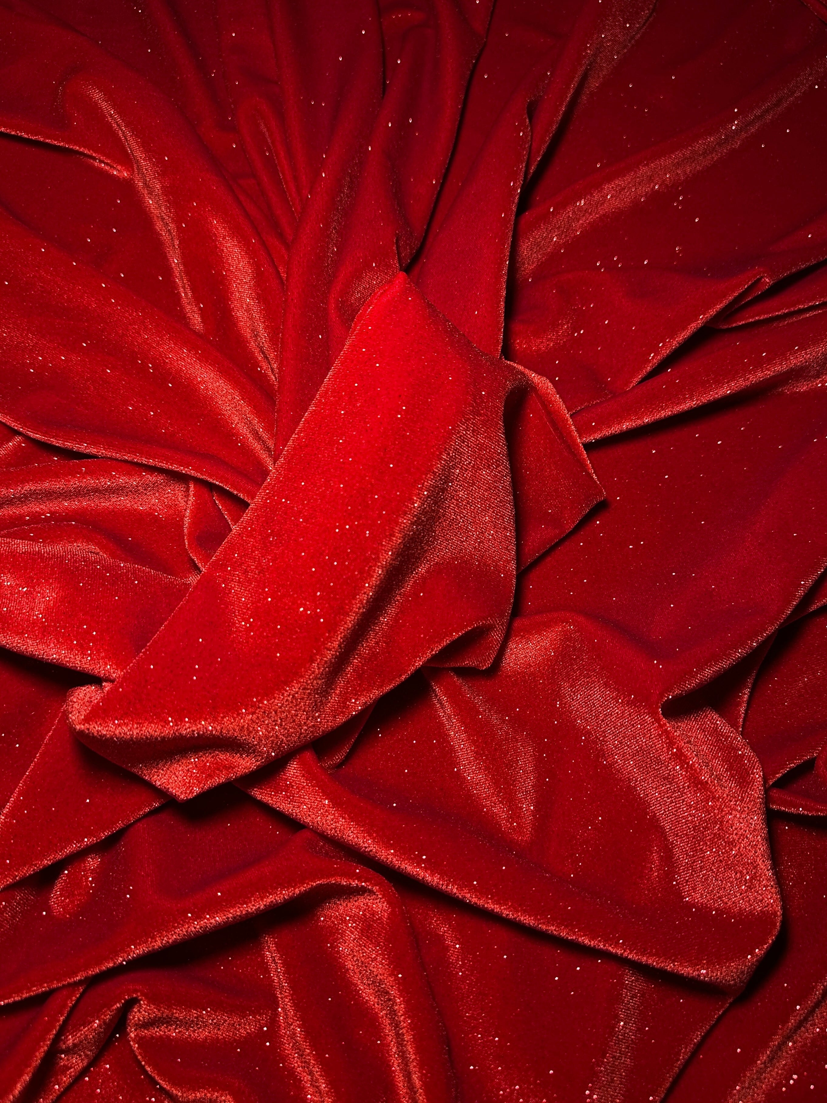 Red Shimmery Stretch Velvet