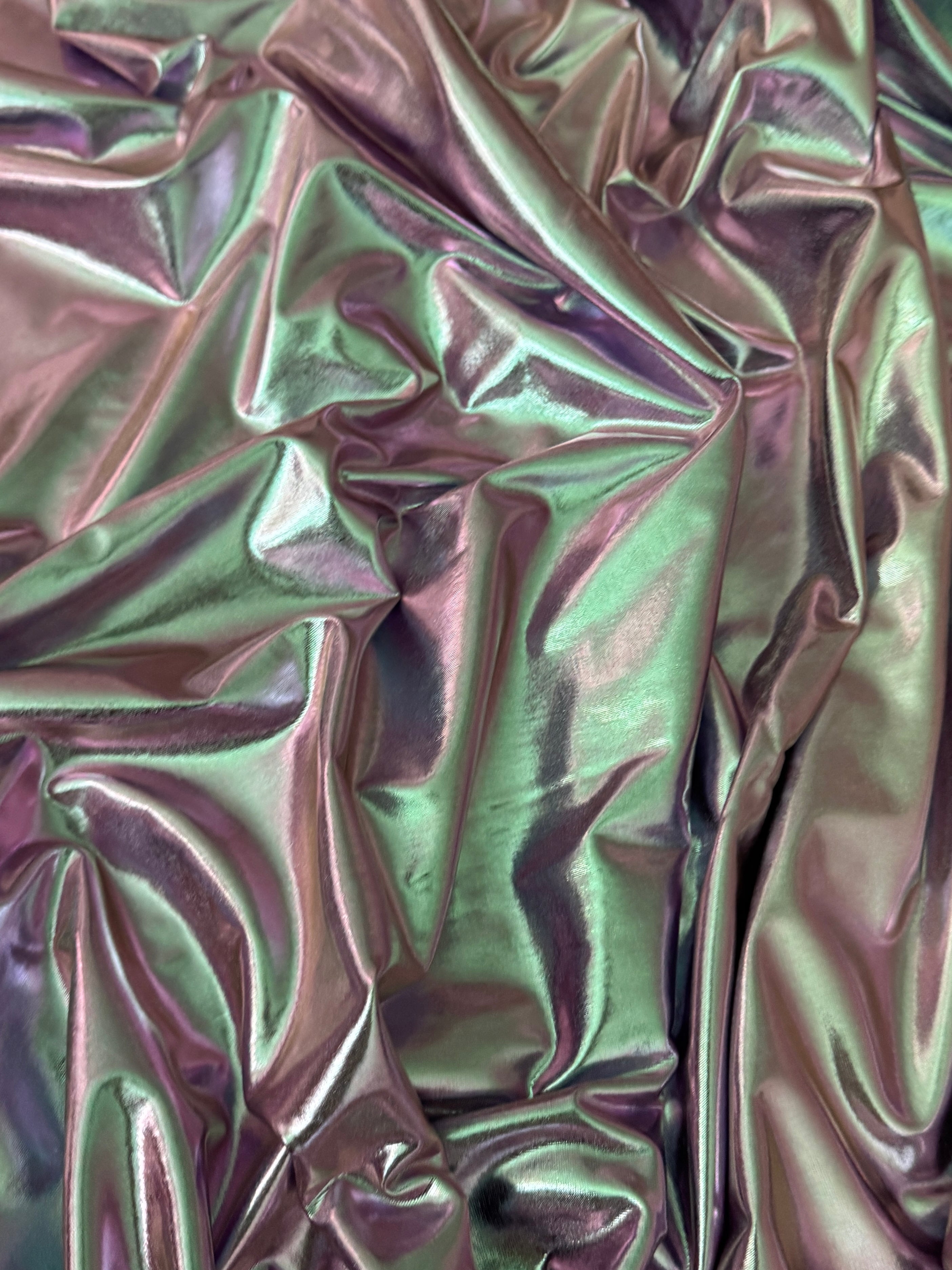 Iridescent Pink-Lavender Coated Spandex Pleather