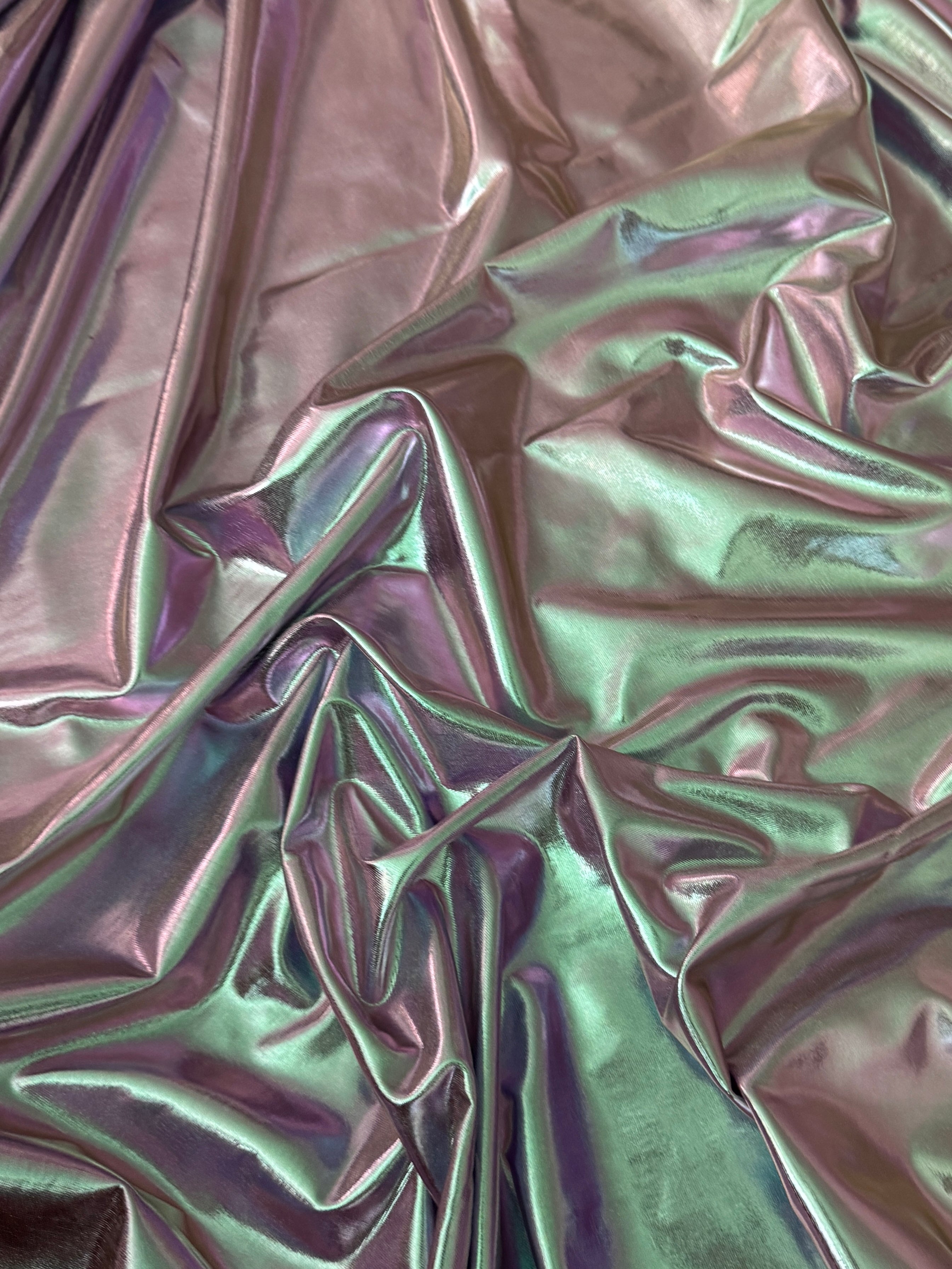 Iridescent Pink-Lavender Coated Spandex Pleather
