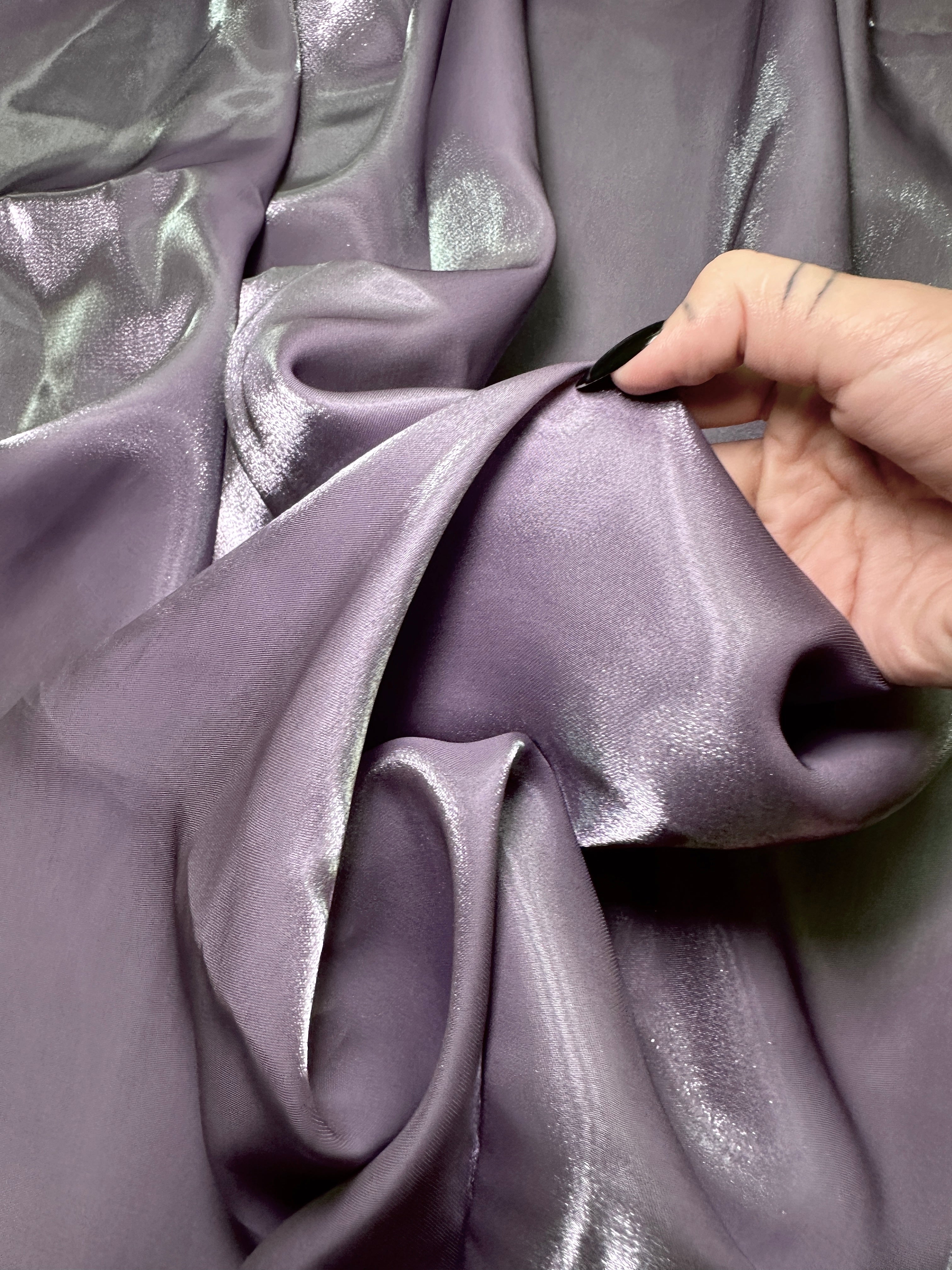 Dusty Lavender Water Liquid Shimmery Chiffon, Fabric Store, Sewing Store, Cheap Fabric Store, Kiki Textiles, Textile by the Yard