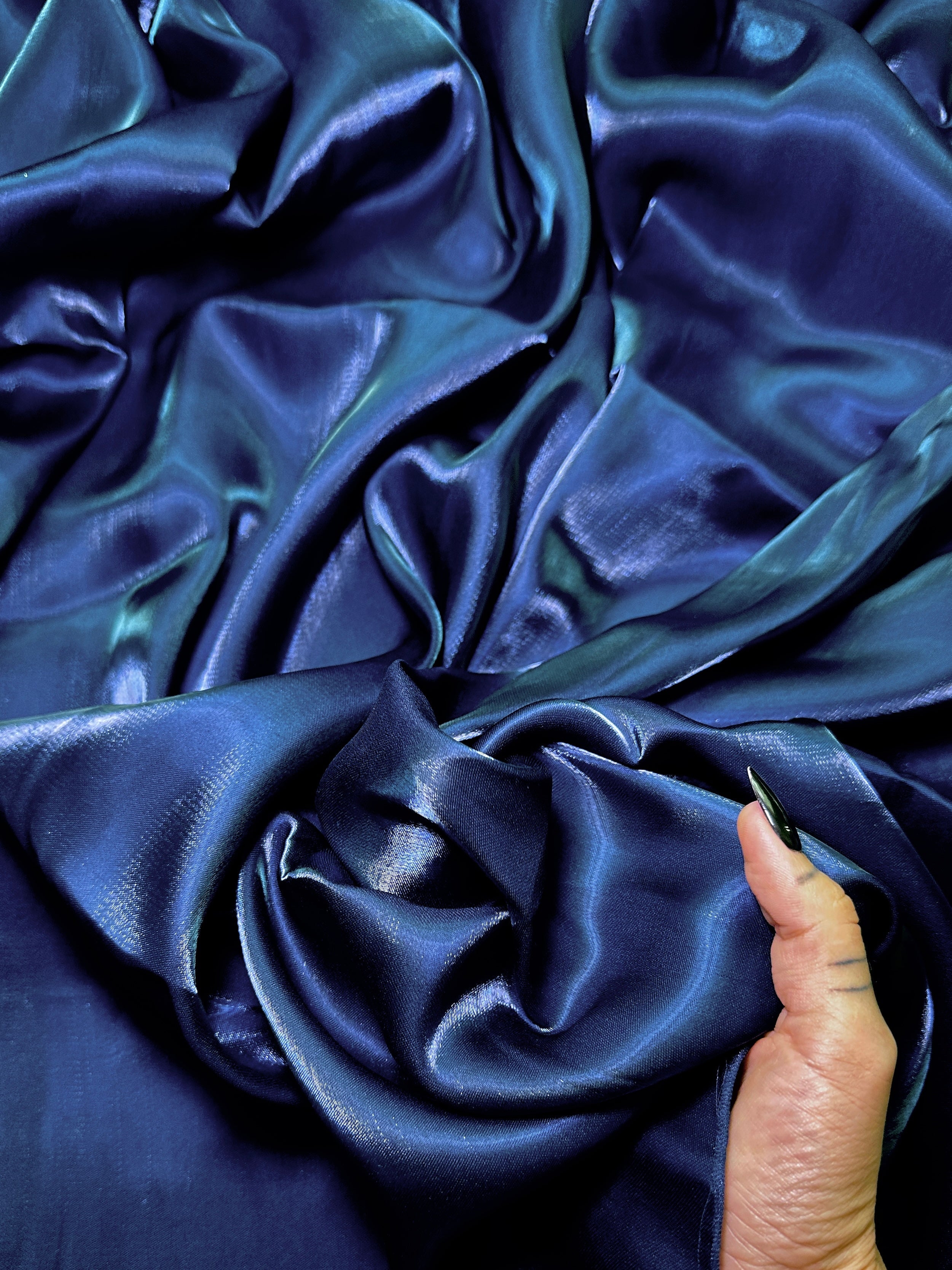 Navy Blue Water Liquid Shimmery Chiffon, Fabric Store, Sewing Store, Cheap Fabric Store, Kiki Textiles, Textile by the Yard