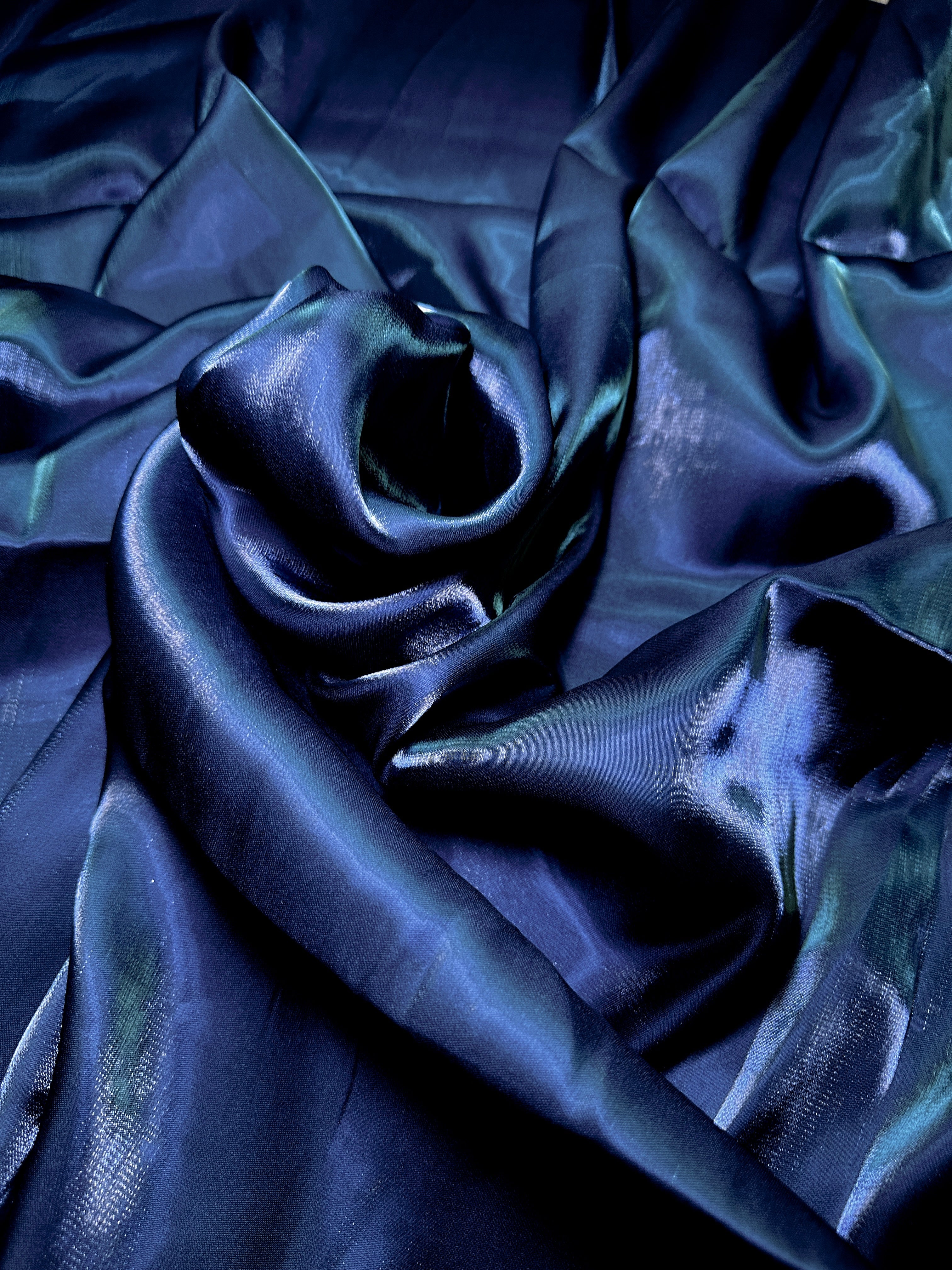 Navy Blue Water Liquid Shimmery Chiffon, Premium Glittery Chiffon, Wet Chiffon, Shimmery Chiffon, Fancy fabric, Luxurious liquid fabric, Chiffon for women