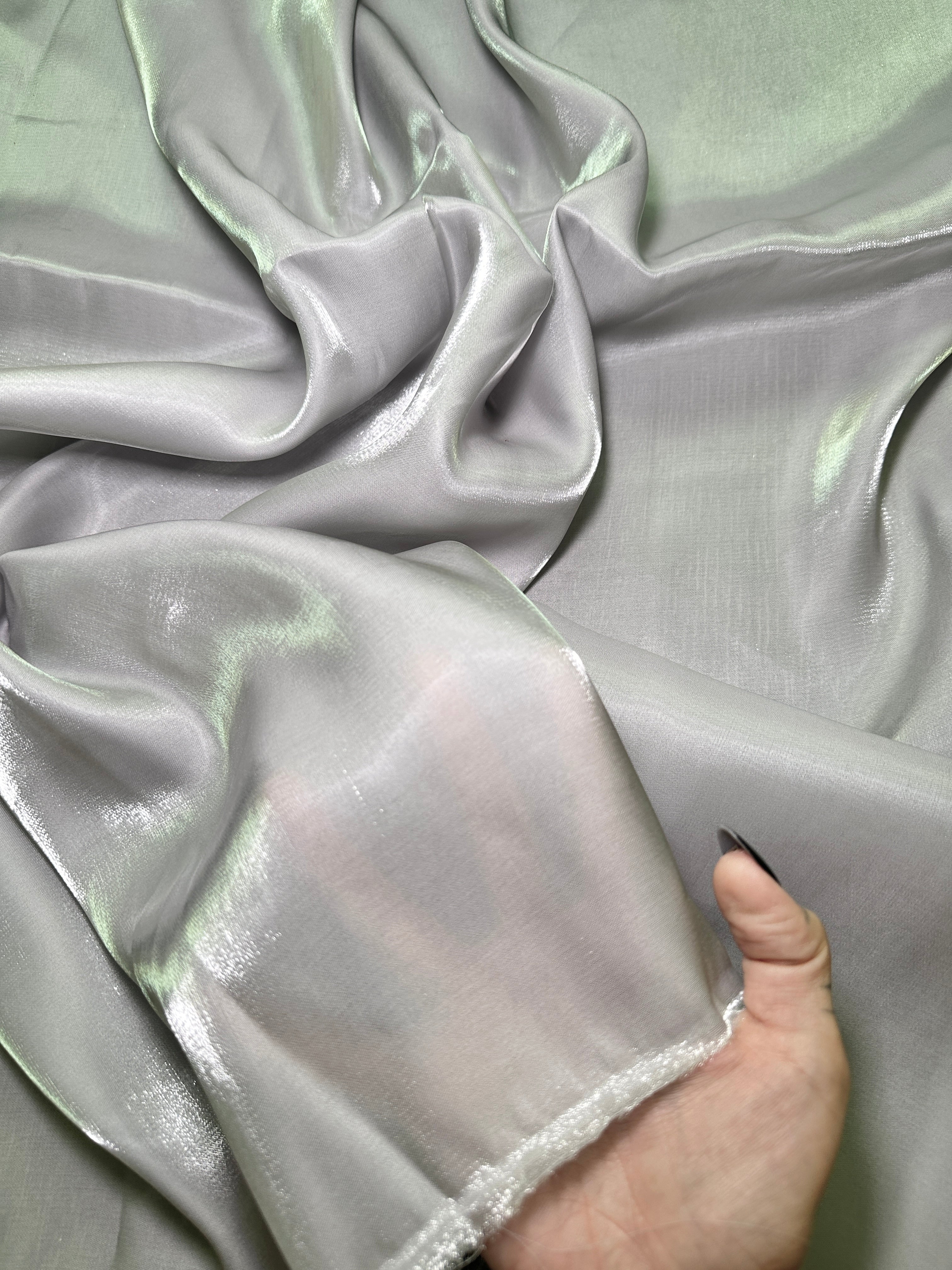 Silver Water Liquid Shimmery Chiffon, Premium Glittery Chiffon, Wet Chiffon, Shimmery Chiffon, Fancy fabric, Luxurious liquid fabric, Chiffon for women