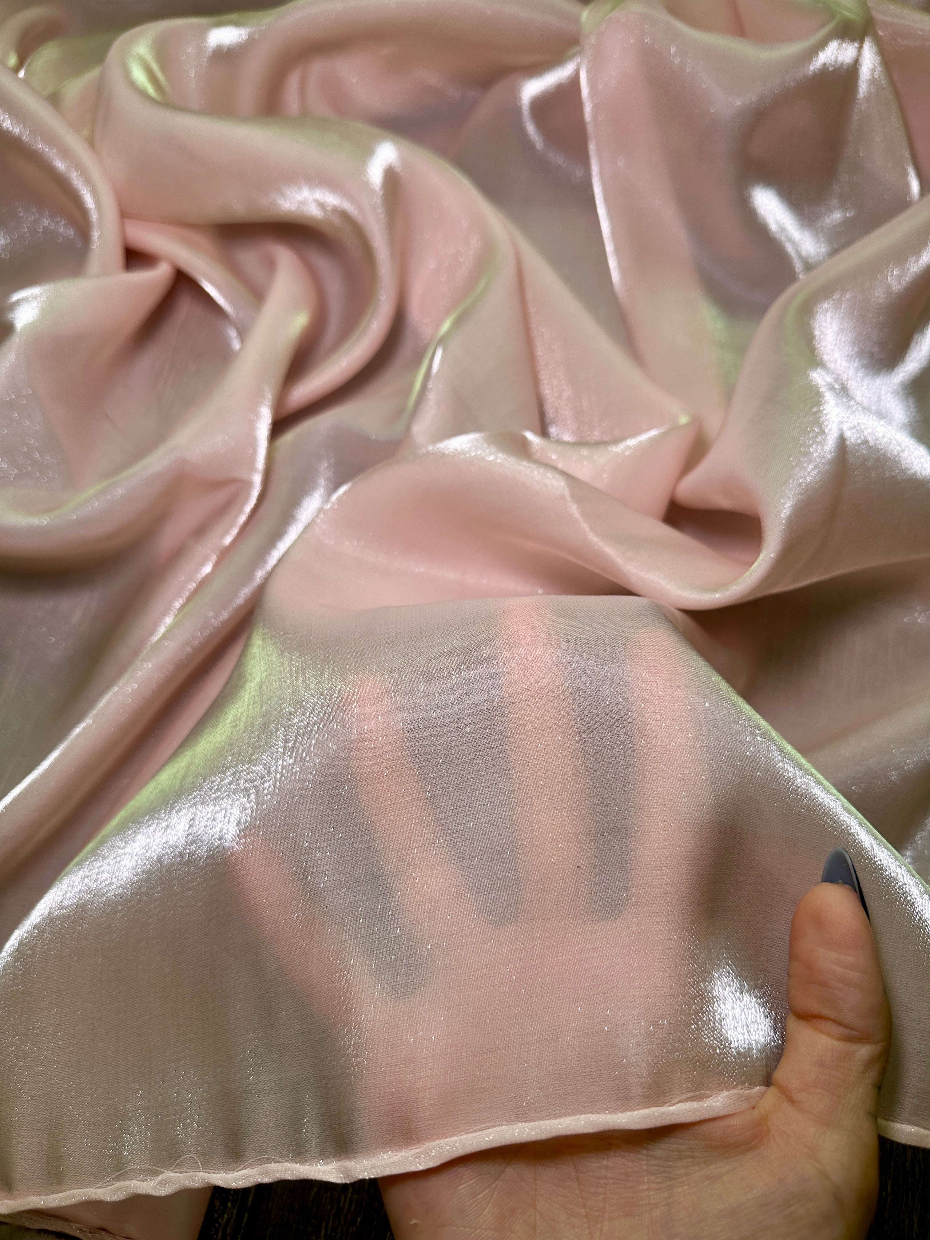 Blush Pink Water Liquid Shimmery Chiffon, Fabric Store, Sewing Store, Cheap Fabric Store, Kiki Textiles, Textile by the Yard