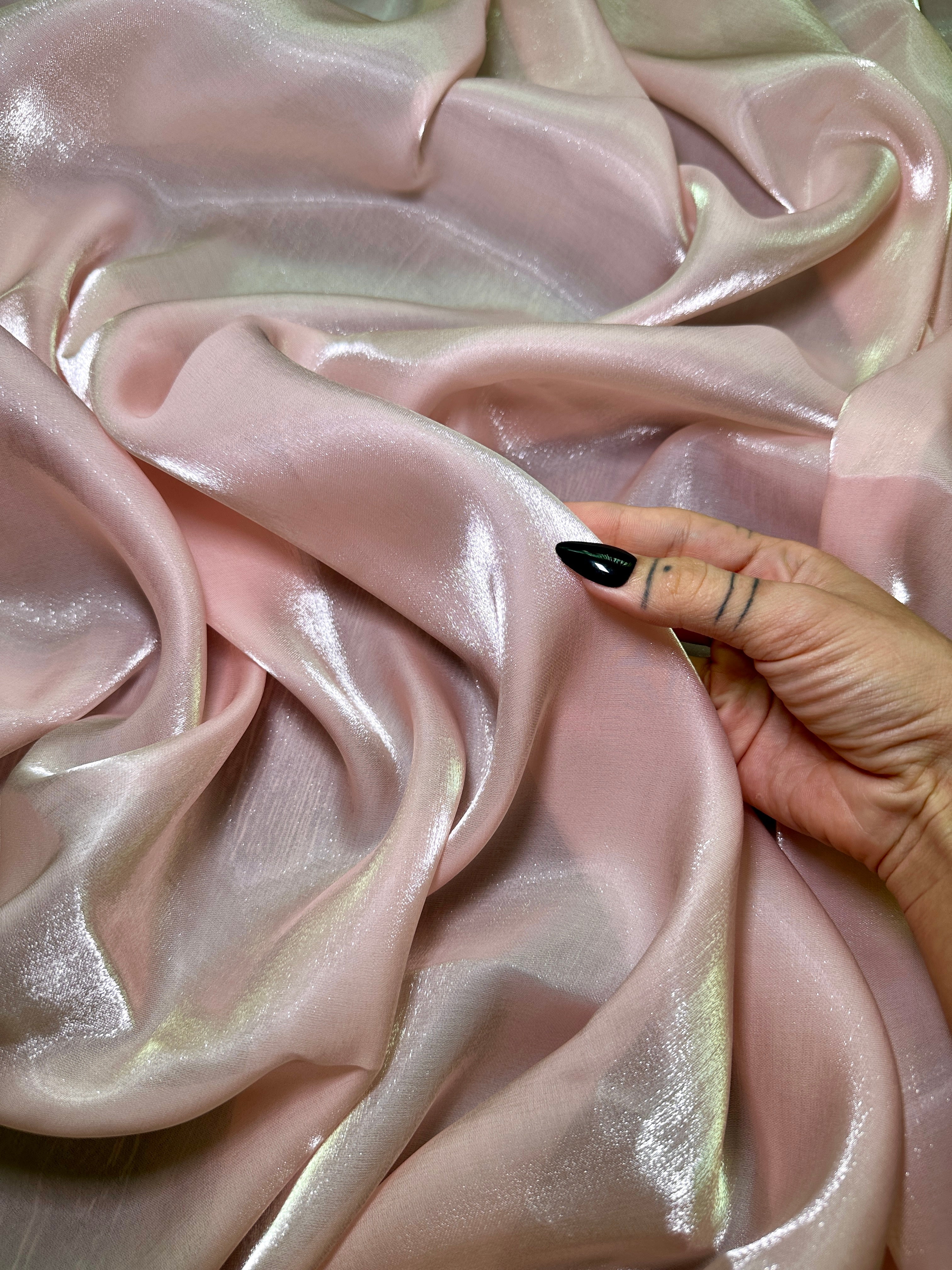 Blush Pink Water Liquid Shimmery Chiffon, Fabric Store, Sewing Store, Cheap Fabric Store, Kiki Textiles, Textile by the Yard