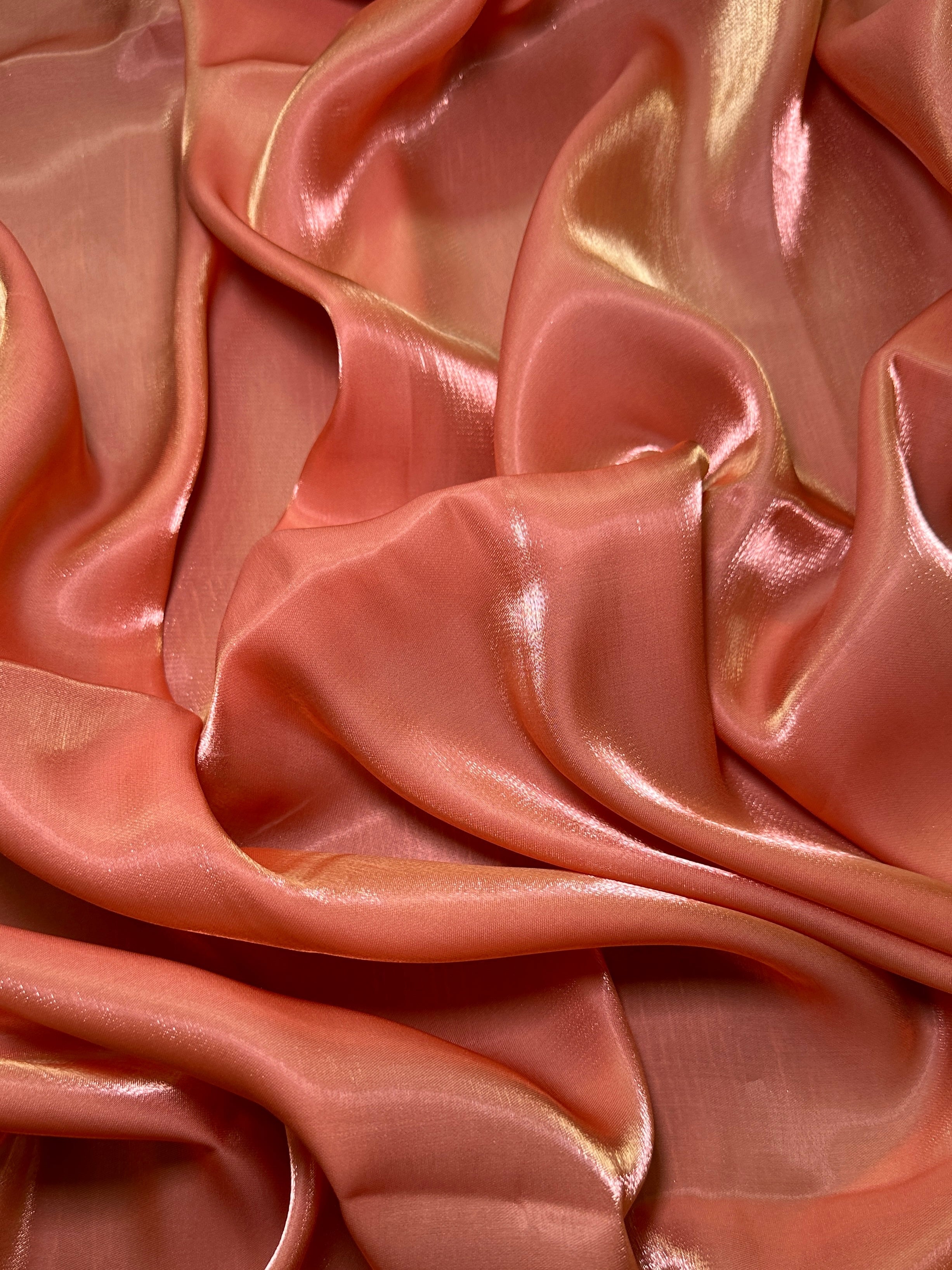 Burnt Orange Water Liquid Shimmery Chiffon, Premium Glittery Chiffon, Wet Chiffon, Shimmery Chiffon, Fancy fabric, Luxurious liquid fabric, Chiffon for women