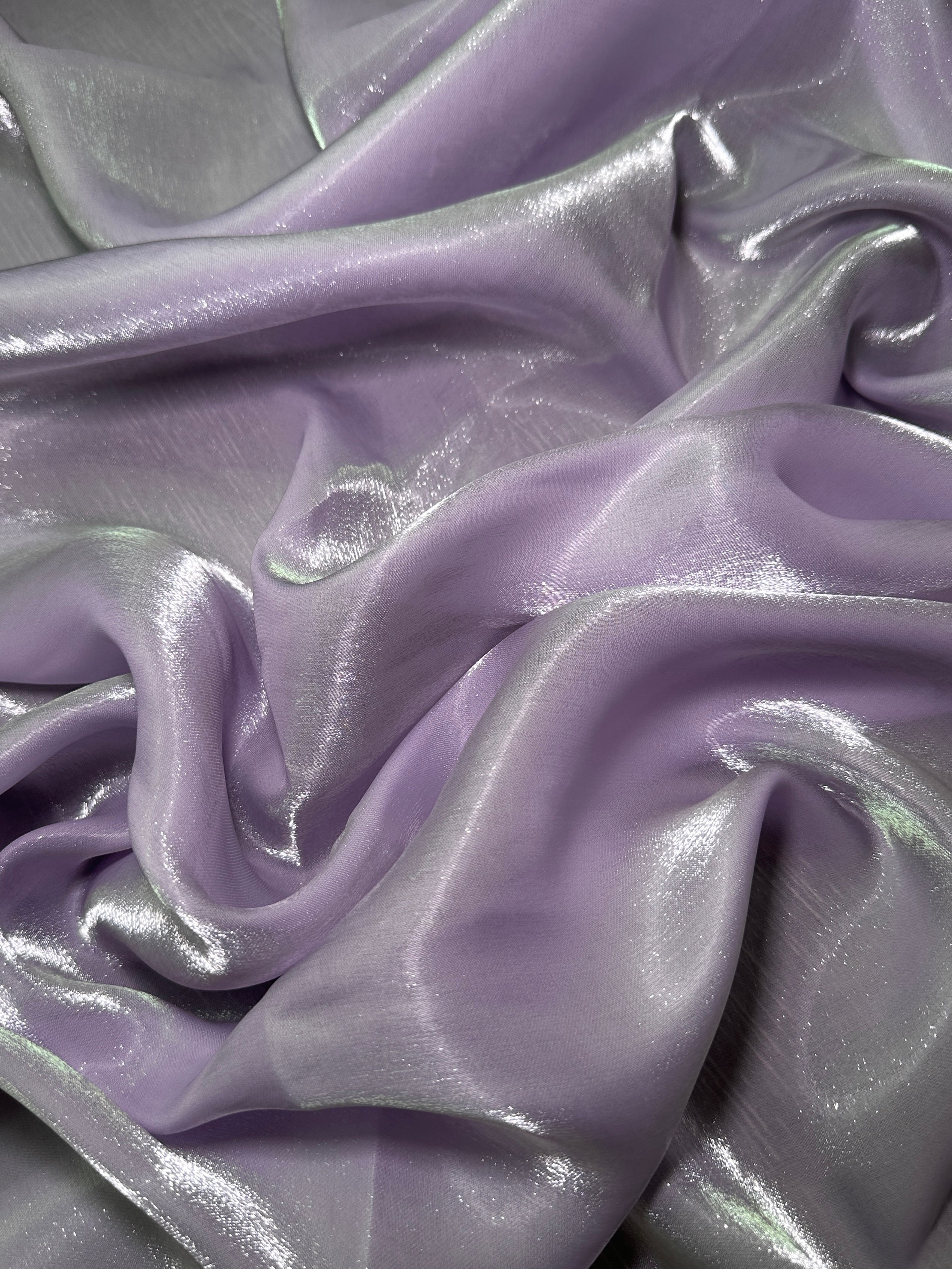 Lilac Water Liquid Shimmery Chiffon, Premium Glittery Chiffon, Wet Chiffon, Shimmery Chiffon, Fancy fabric, Luxurious liquid fabric, Chiffon for women