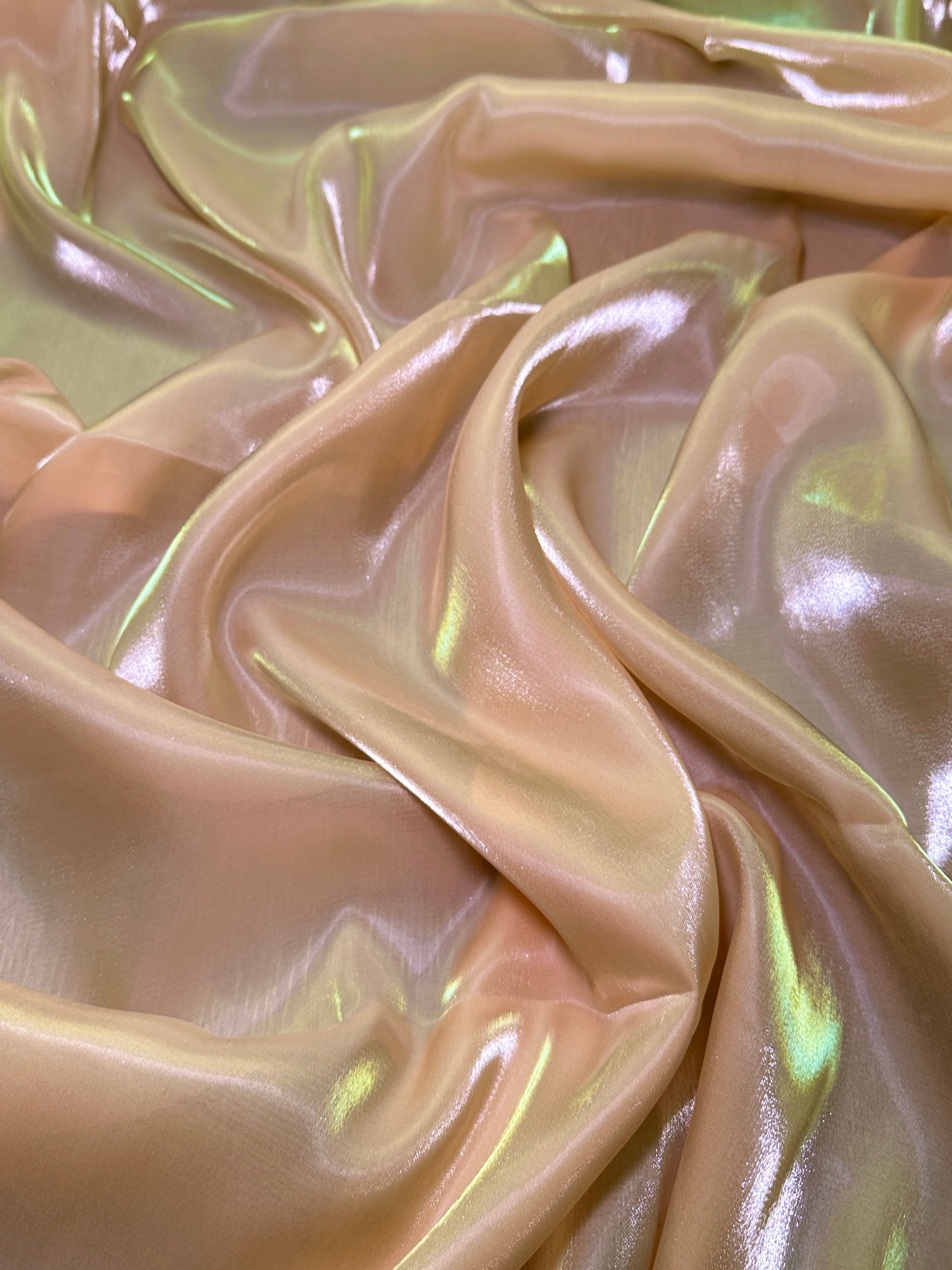 Peach Water Liquid Shimmery Chiffon, Fabric Store, Sewing Store, Cheap Fabric Store, Kiki Textiles, Textile by the Yard
