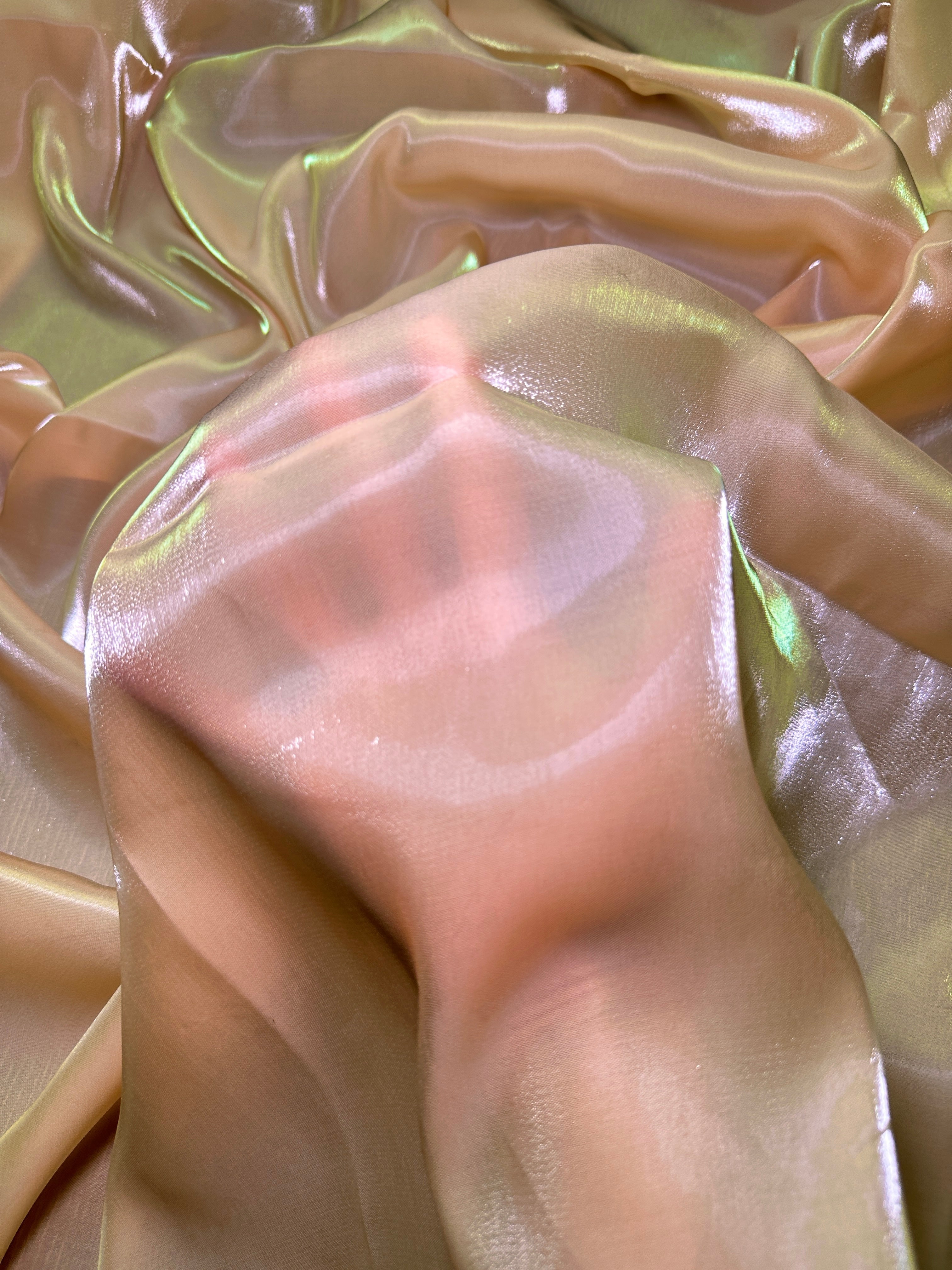 Peach Water Liquid Shimmery Chiffon, Premium Glittery Chiffon, Wet Chiffon, Shimmery Chiffon, Fancy fabric, Luxurious liquid fabric, Chiffon for women