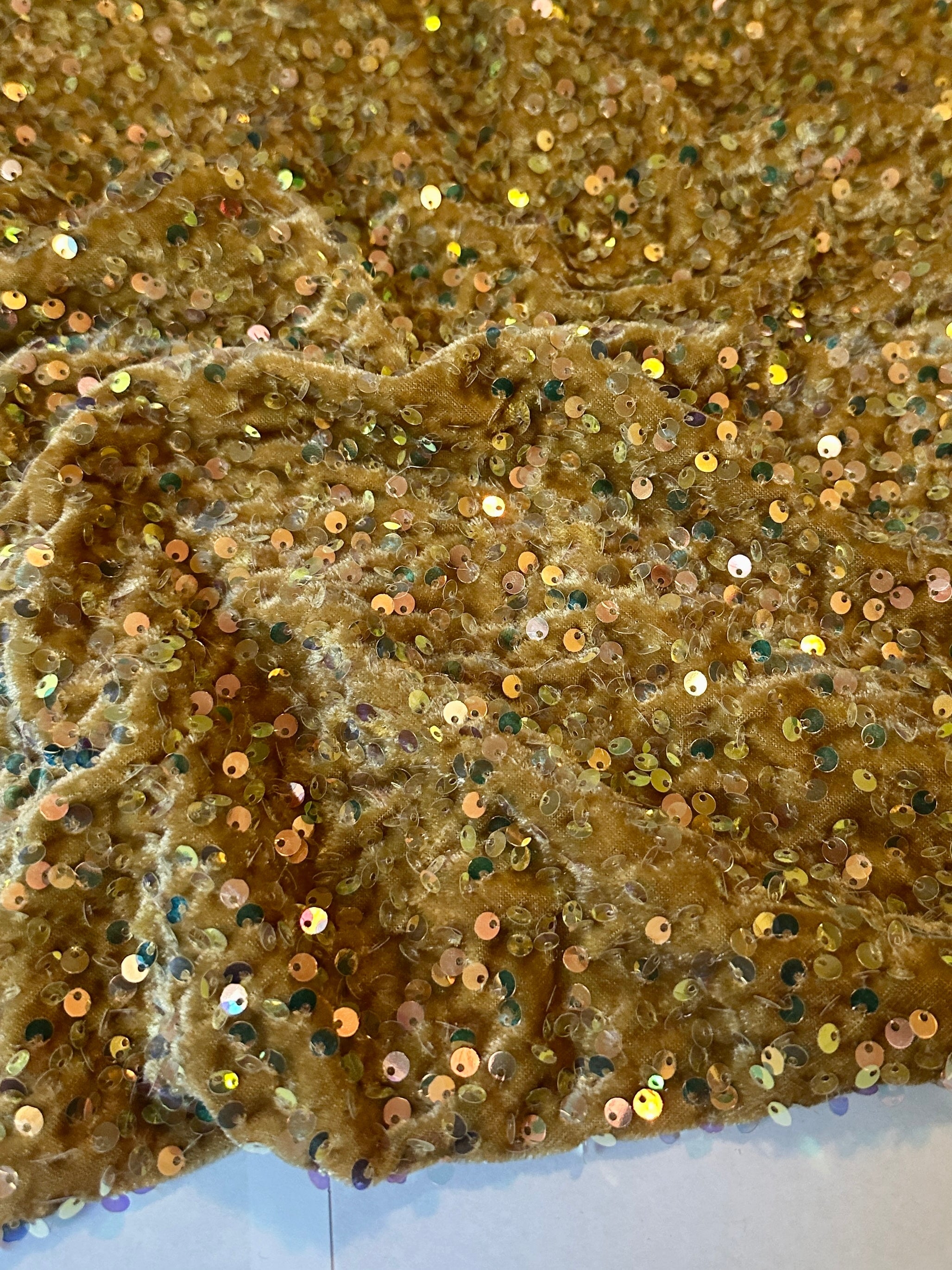 Caramel Gold Sequins Velvet