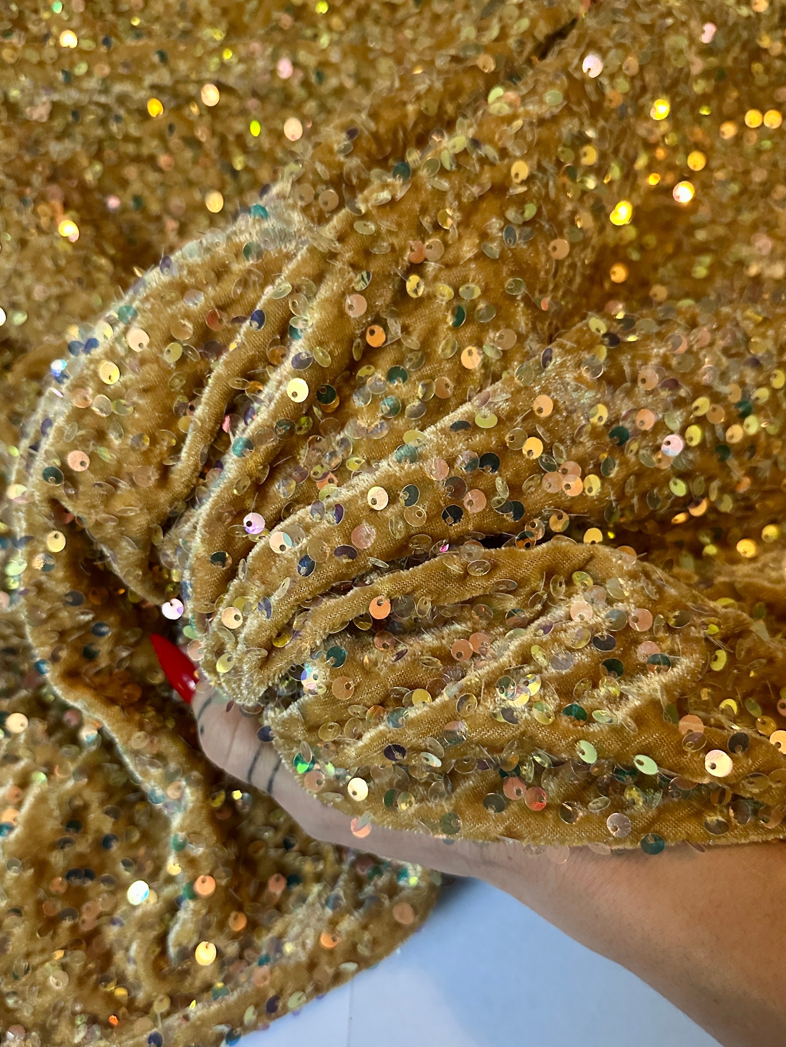 Caramel Gold Sequins Velvet