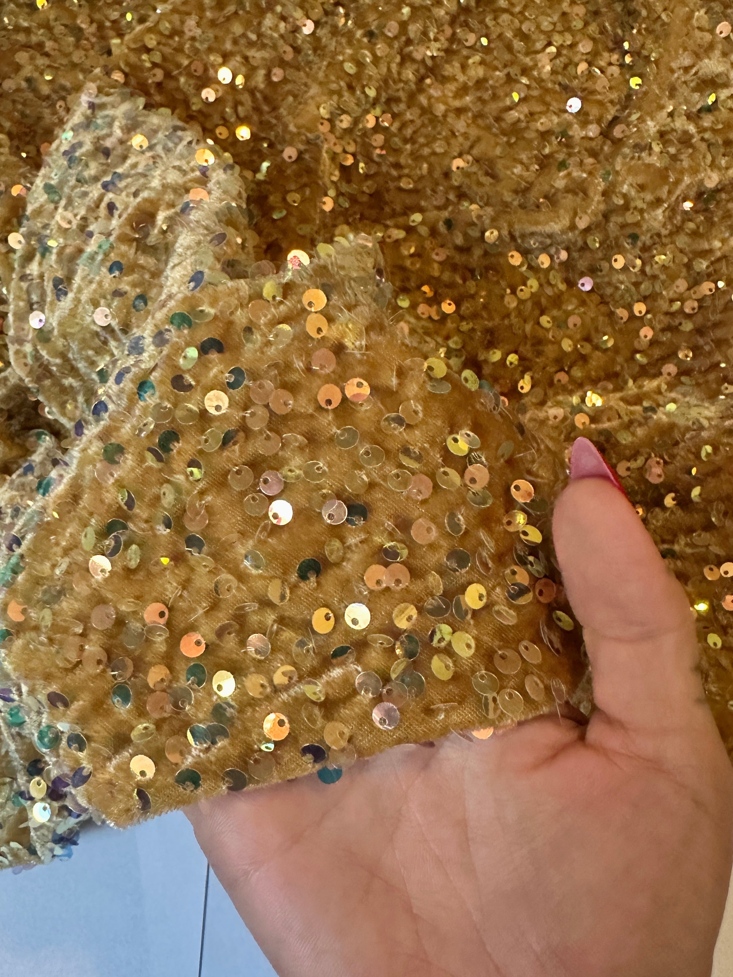 Caramel Gold Sequins Velvet